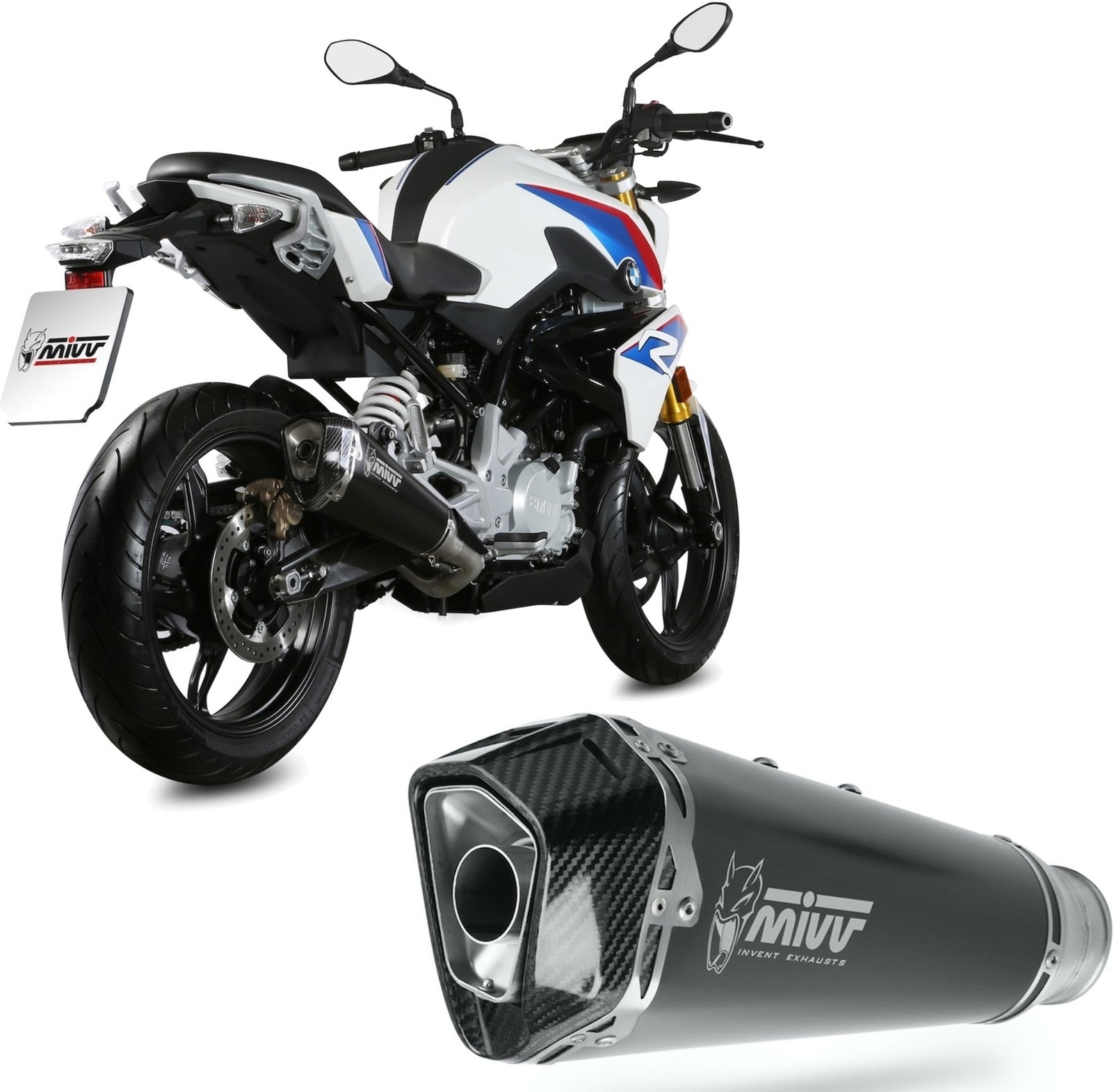 Complete Catalytic Exhaust System With Sound Certification Delta Race Steel Black Carbon - Mivv Compatible With Bmw G 310 R (2018-2024)
