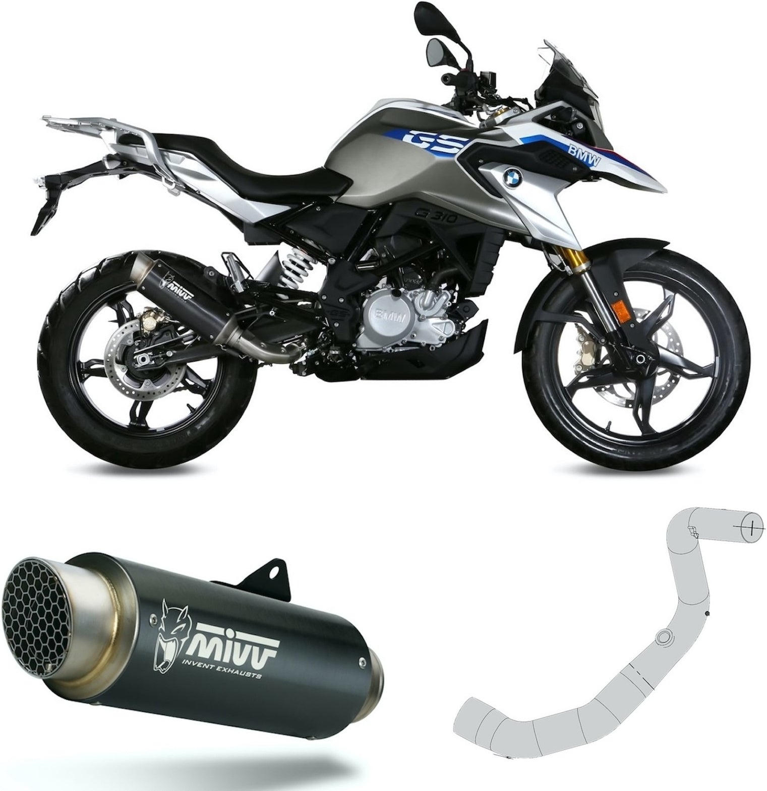 Complete Non-Catalytic Exhaust System With Sound Certification Gppro Steel Black - Mivv Compatible With Bmw G 310 Gs (2017-2024)
