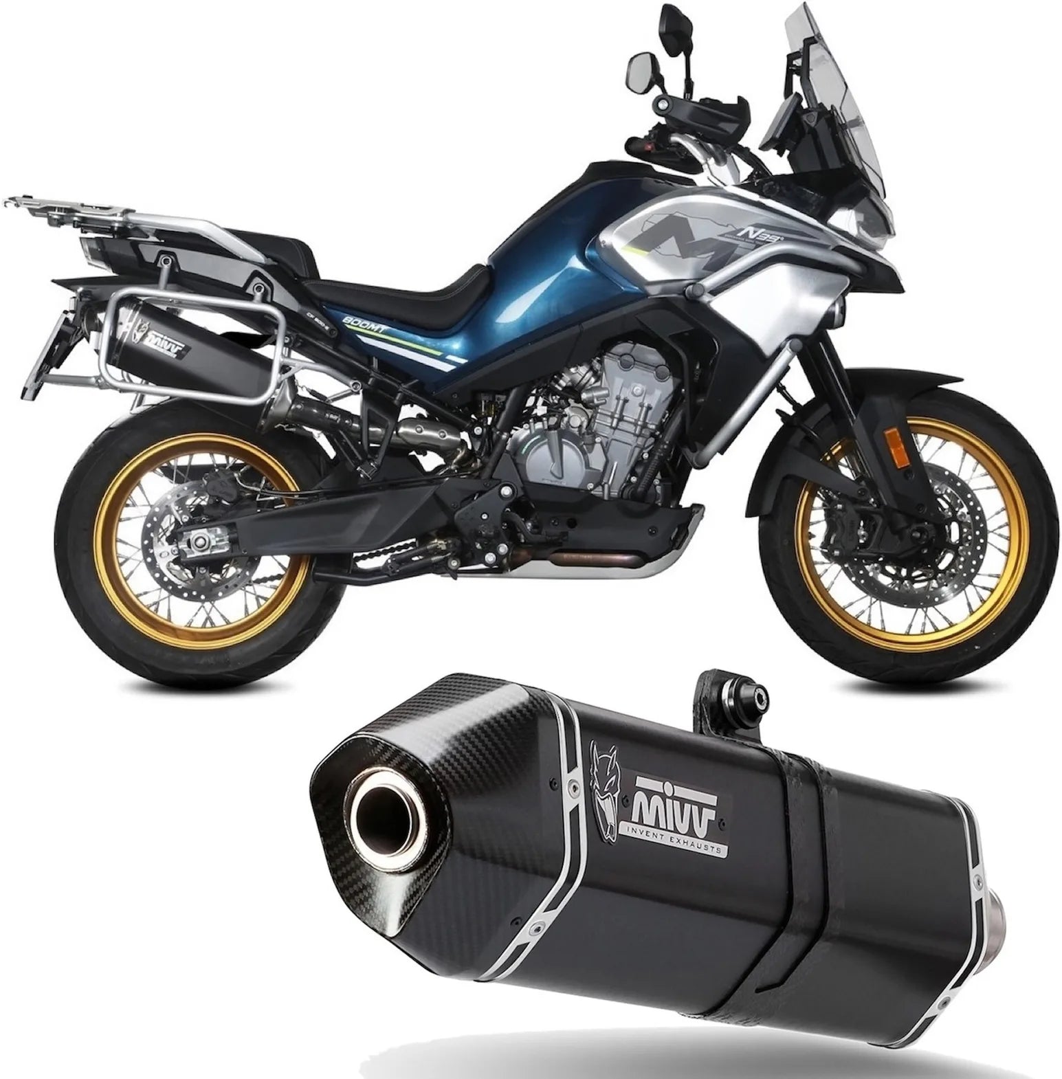 Auspuffendstück Mit Geräuschzulassung Speed Edge Stahl Schwarz Carbon - Mivv Kompatibel Mit Cfmoto 800 Mt (2022-2024)