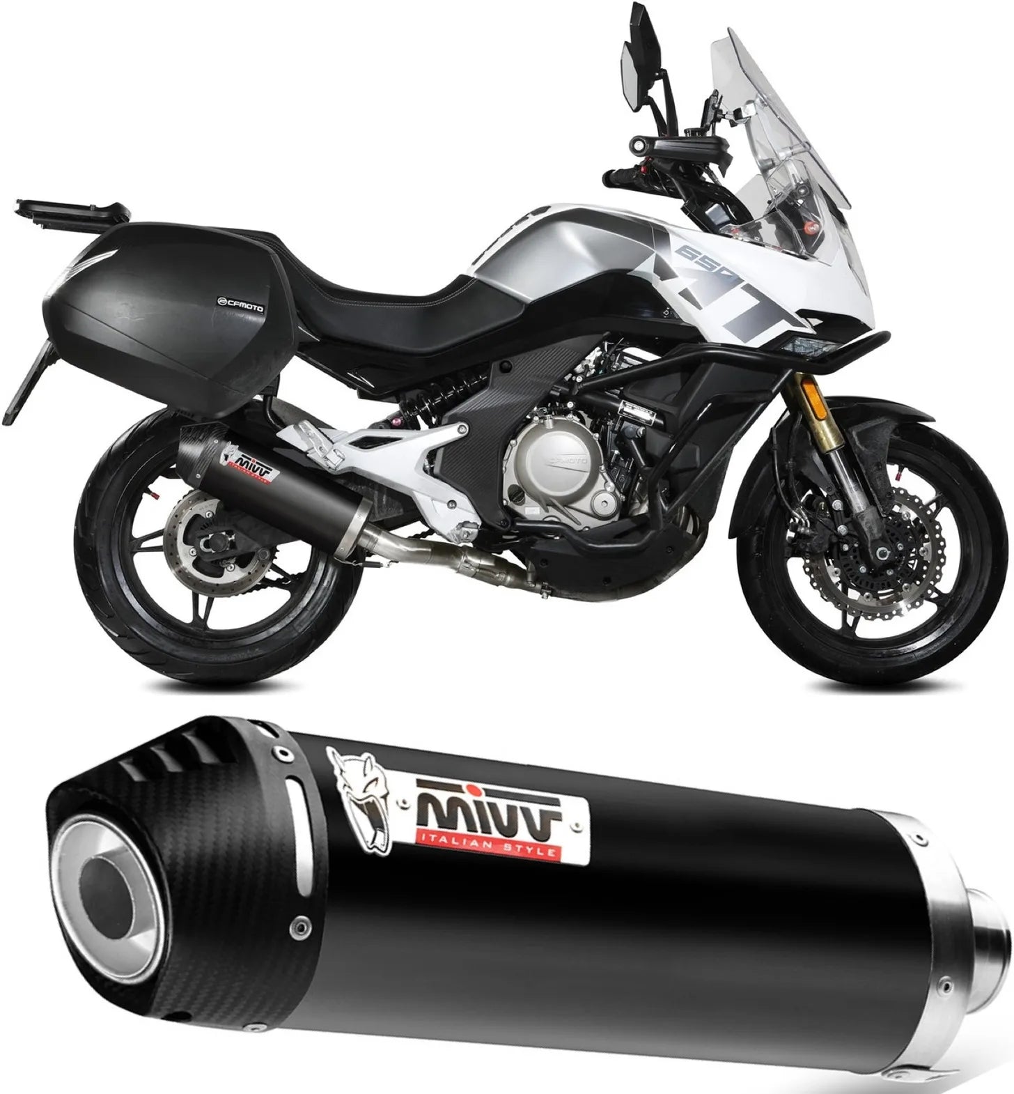 Katalysiertes Auspuffendstück Mit Geräuschzulassung Oval Stahl Schwarz Carbon - Mivv Kompatibel Mit Cfmoto 650 Mt (2021-2024)