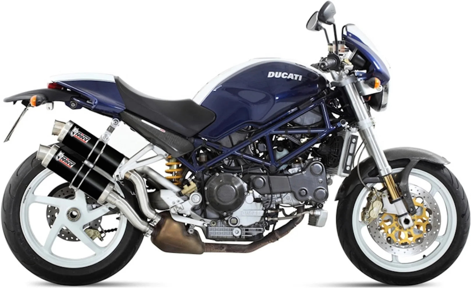 Doppelauspuffanlage Mit Geräuschzulassung Gp Stahl Schwarz - Mivv Kompatibel Mit Ducati Monster S2R 1000 (2006-2007)
