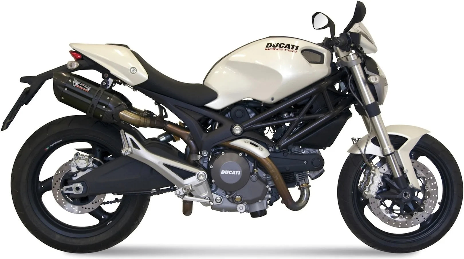 Doppelauspuffanlage Mit Katalysator Und Geräuschzulassung Suono Stahl Schwarz Carbon - Mivv Kompatibel Mit Ducati Monster 696 (2008-2014)