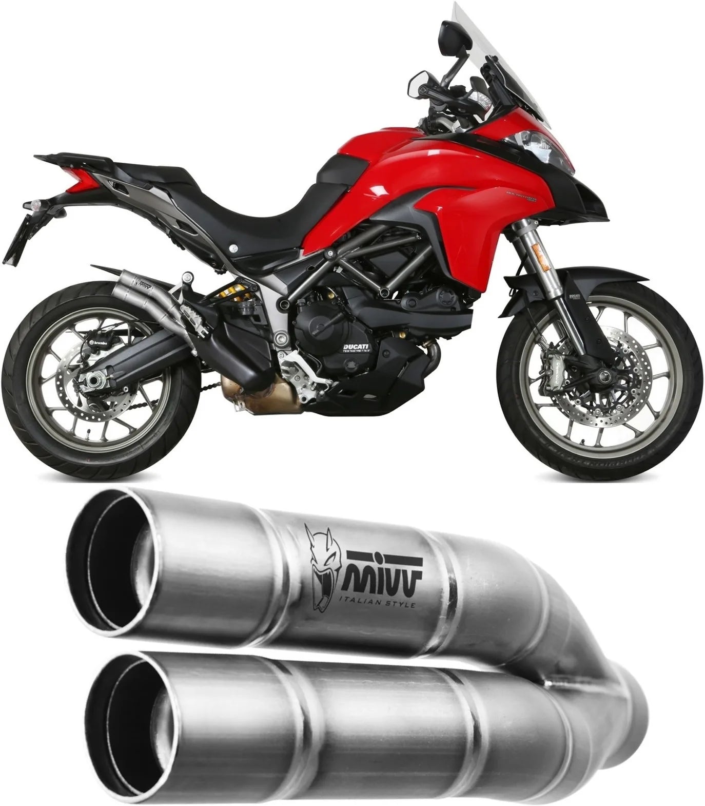 Auspuffendstück Mit Geräuschzulassung Double Gun Edelstahl - Mivv Kompatibel Mit Ducati Multistrada 950 S (2017-2021)