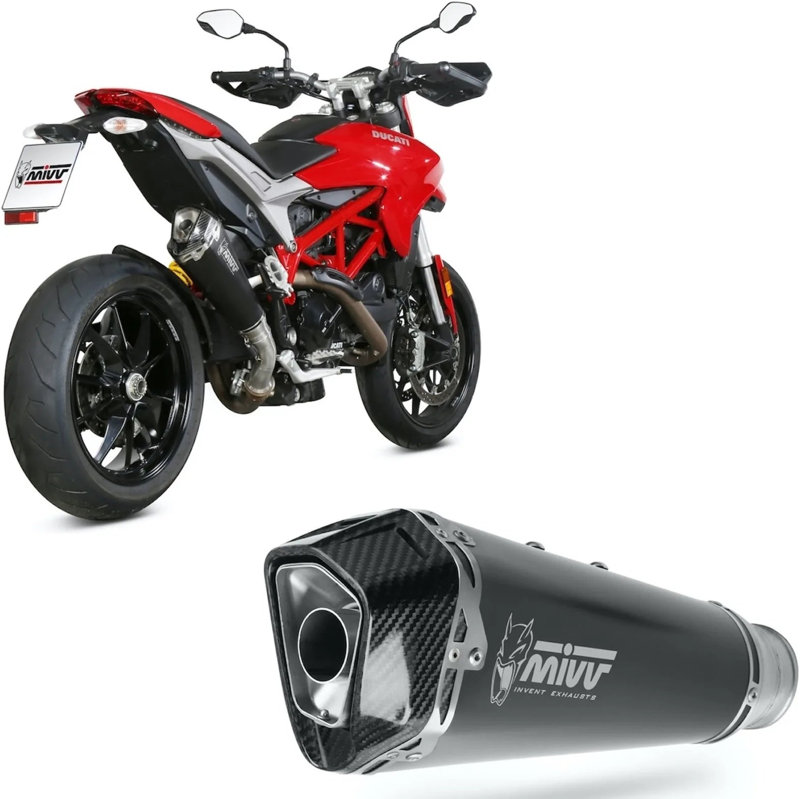 Katalysiertes Auspuffendstück Mit Geräuschzulassung Delta Race Stahl Schwarz Carbon - Mivv Kompatibel Mit Ducati Hypermotard 939 (2016-2018)
