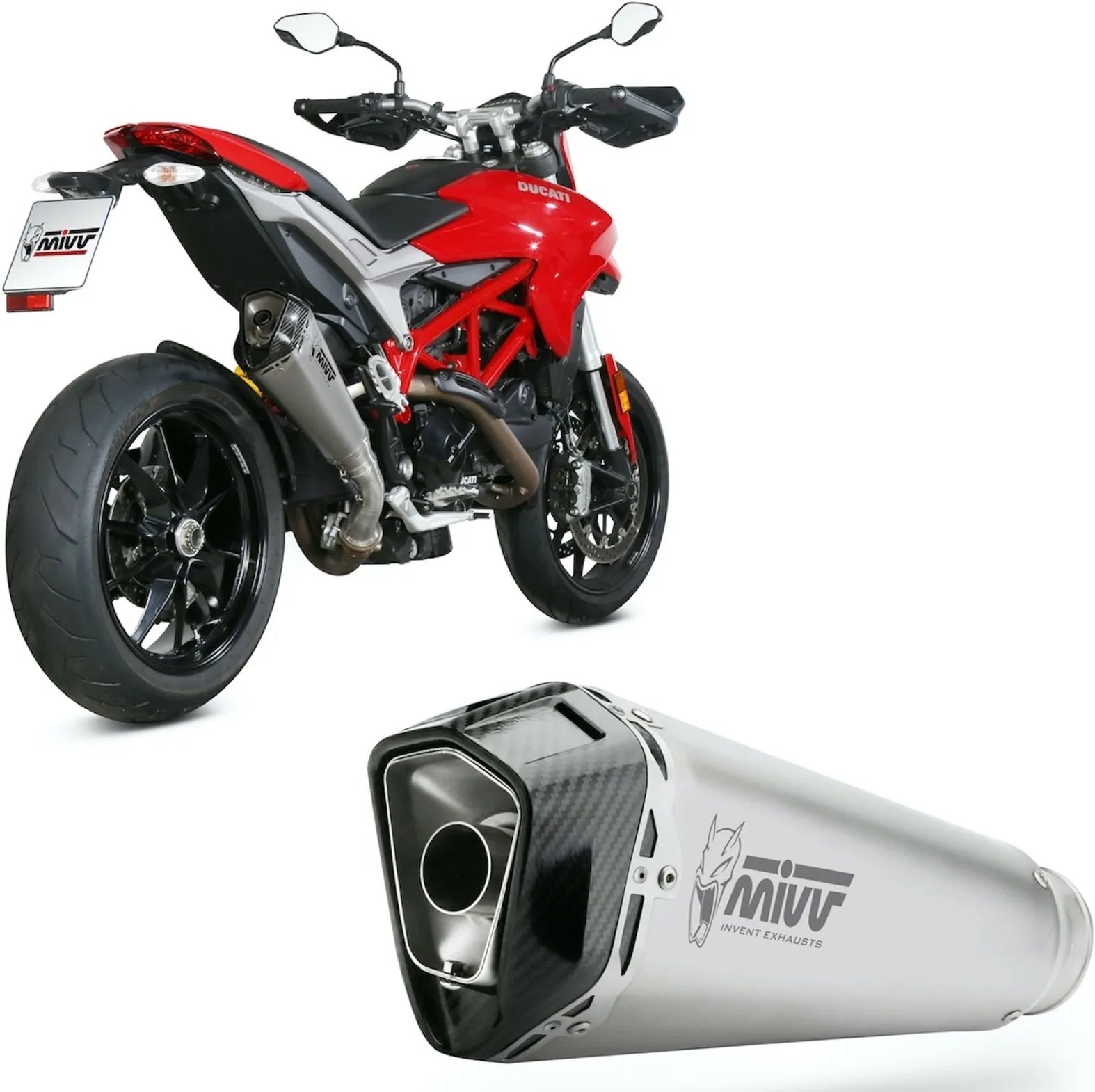 Katalysiertes Auspuffendstück Mit Geräuschzulassung Delta Race Edelstahl Carbon - Mivv Kompatibel Mit Ducati Hypermotard 939 (2016-2018)