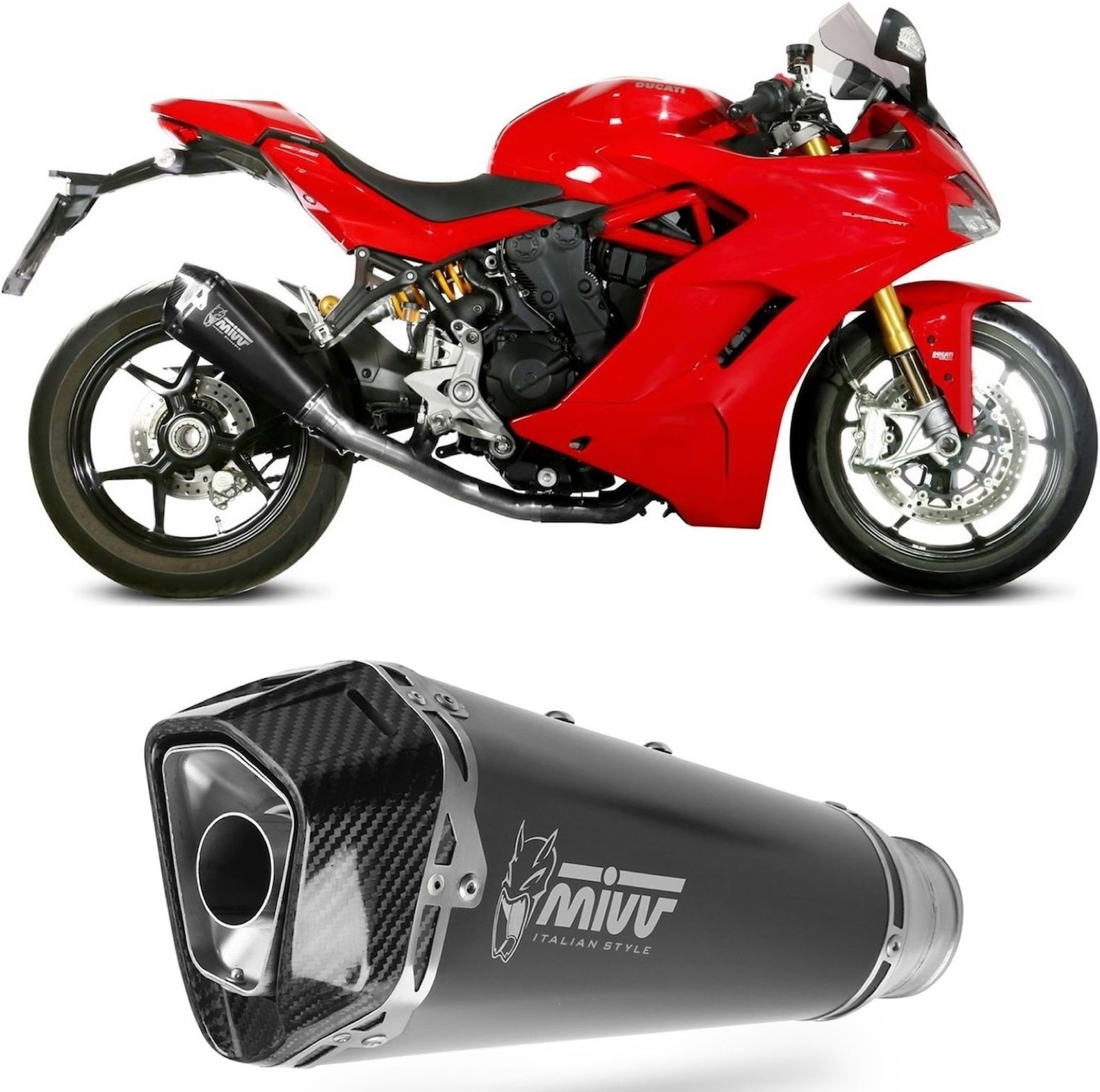 Non-Catalytic Exhaust Tip With Sound Certification Delta Race Steel Black Carbon - Mivv Compatible With Ducati Supersport 939 - S (2017-2020)