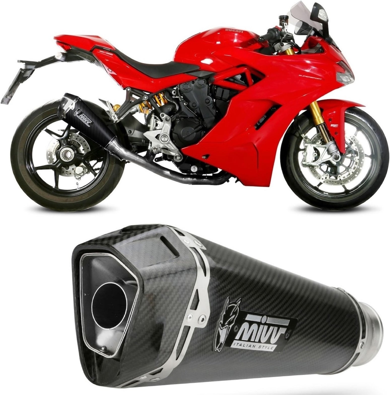 Non-Catalytic Exhaust Tip With Sound Certification Delta Race Carbon Carbon - Mivv Compatible With Ducati Supersport 939 - S (2017-2020)