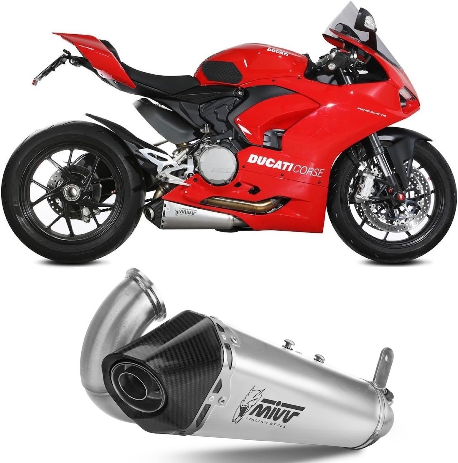 Non-Catalytic Exhaust Tip With Sound Certification Delta Race Stainless Steel Carbon - Mivv Compatible With Ducati Panigale V2 (2020-2024)