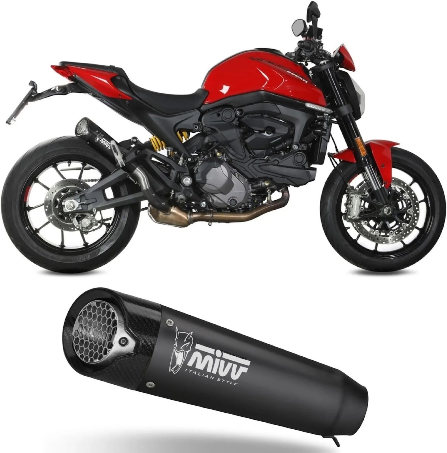 Auspuffendstück Mit Geräuschzulassung X-M5 Stahl Schwarz Carbon - Mivv Kompatibel Mit Ducati Monster + (2021-2024)