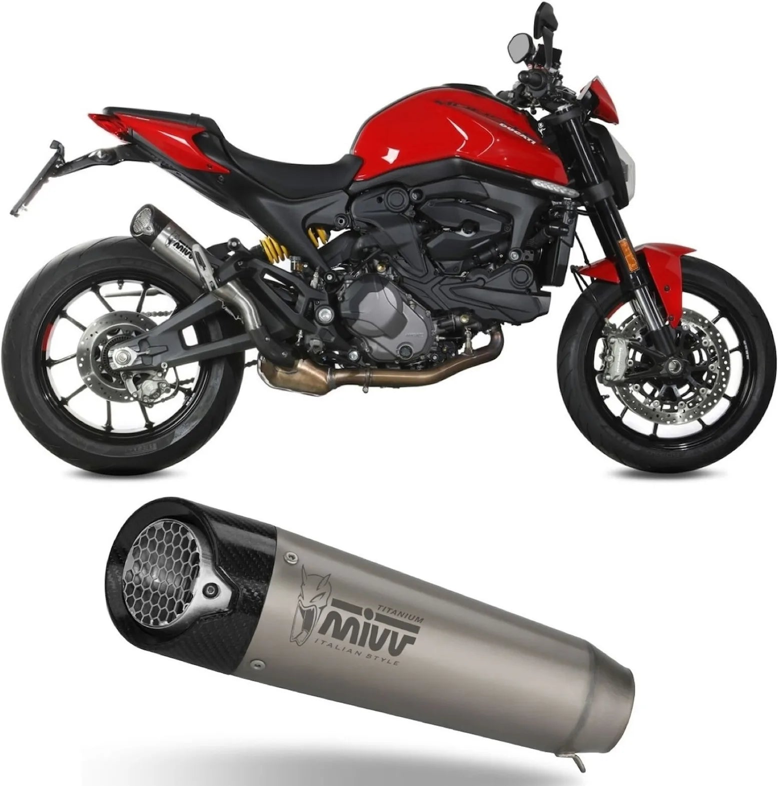 Auspuffendstück Mit Geräuschzulassung X-M5 Titan Carbon - Mivv Kompatibel Mit Ducati Monster + (2021-2024)
