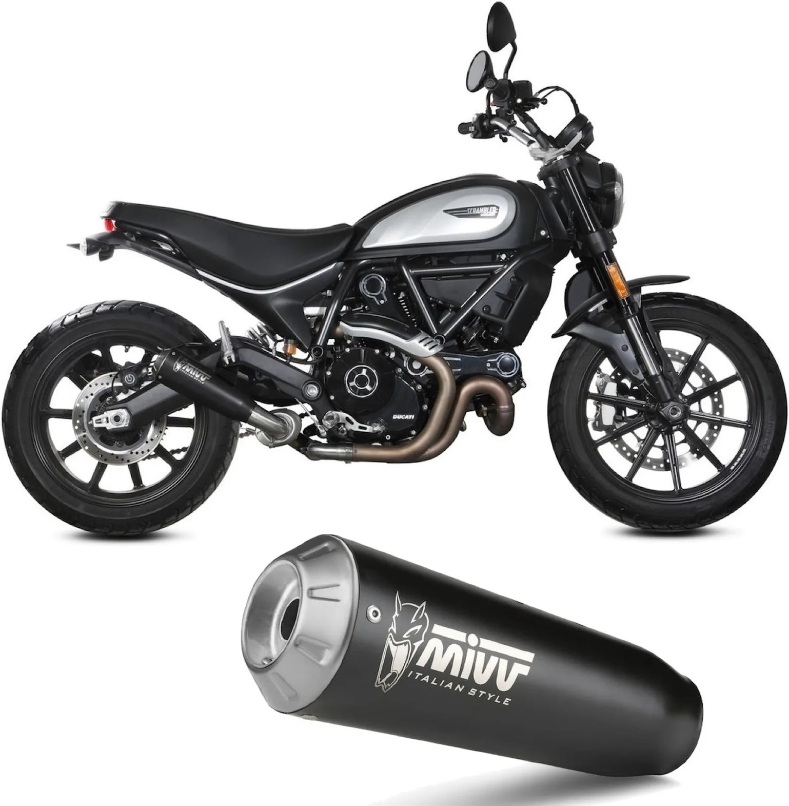 Katalysiertes Auspuffendstück Mit Geräuschzulassung X-M1 Stahl Schwarz - Mivv Kompatibel Mit Ducati Scrambler 800 Icon (2021-2022)