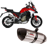 Exhaust Tip With Noise Certification Suono Stainless Steel Carbon - Mivv Compatible With Ducati Multistrada V4 1100 - S (2021-2024)