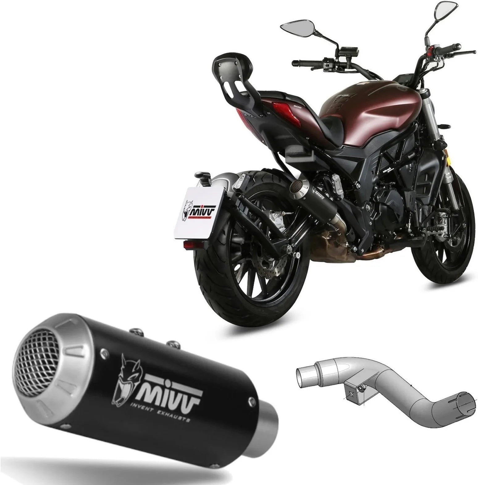 Auspuffendstück Ohne Katalysator Und Mit Geräuschzulassung Mk3 Stahl Schwarz - Mivv Kompatibel Mit Benelli 502 C (2019-2024)