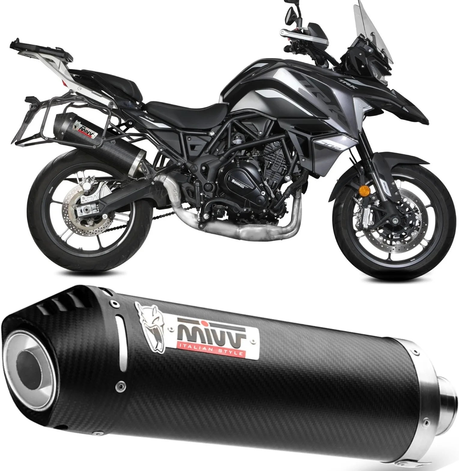 Auspuffendstück Mit Geräuschzulassung Oval Carbon Carbon - Mivv Kompatibel Mit Benelli Trk 702 - X (2023-2024)