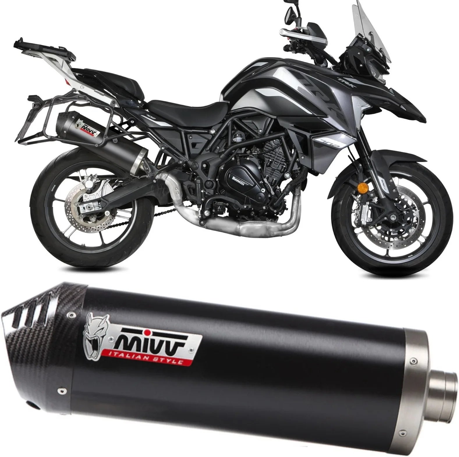 Auspuffendstück Mit Geräuschzulassung Oval Stahl Schwarz Carbon - Mivv Kompatibel Mit Benelli Trk 702 - X (2023-2024)