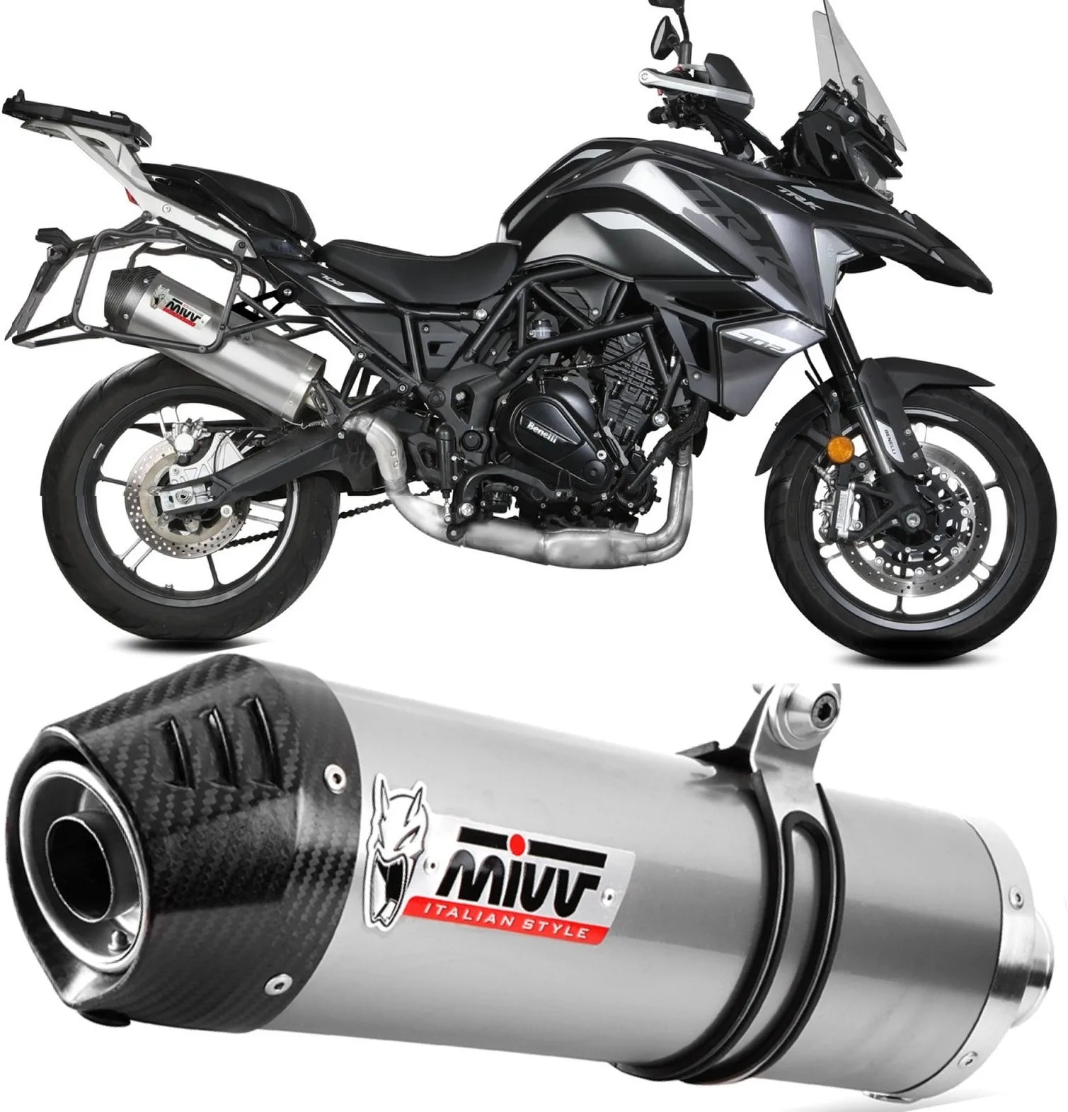 Auspuffendstück Mit Geräuschzulassung Oval Edelstahl Carbon - Mivv Kompatibel Mit Benelli Trk 702 - X (2023-2024)