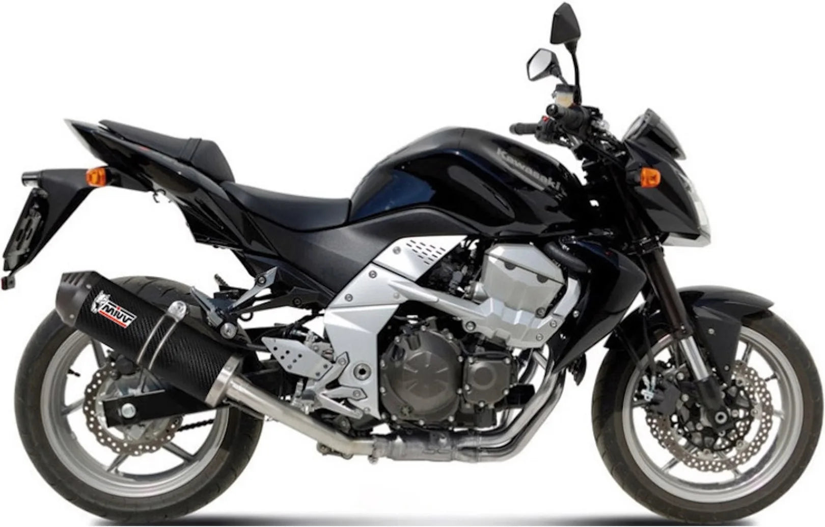 Katalysiertes Auspuffendstück Mit Geräuschzulassung Oval Carbon Carbon - Mivv Kompatibel Mit Kawasaki Z 750 (2007-2014)
