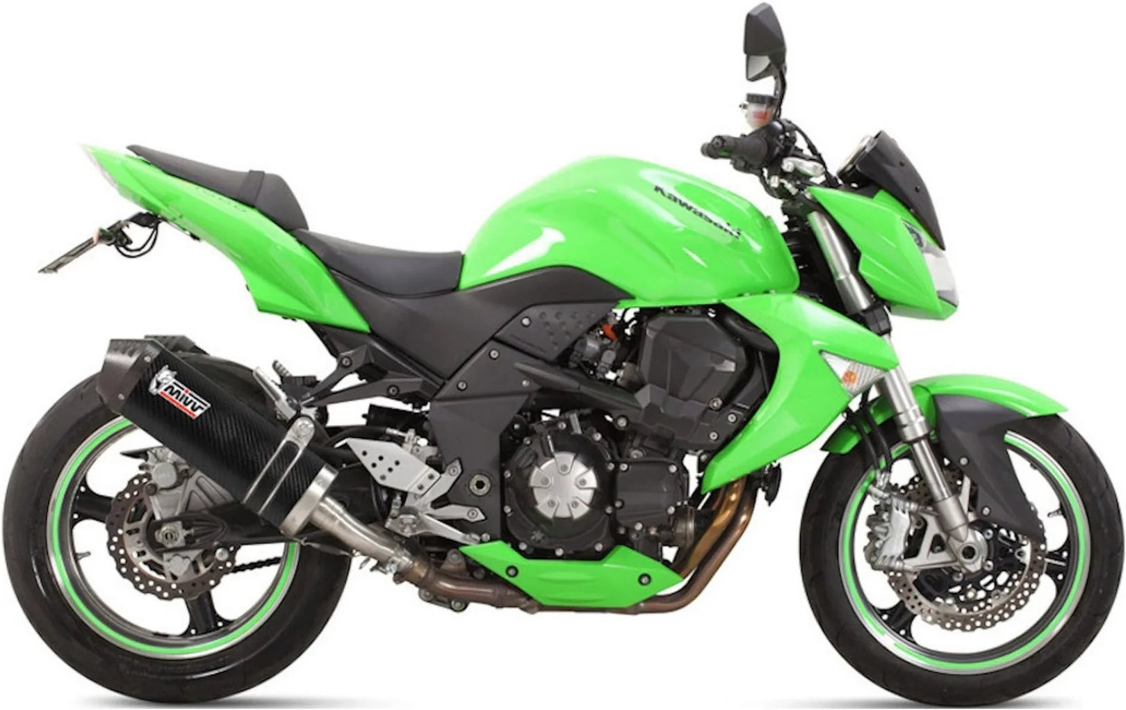 Doppelauspuffanlage Mit Geräuschzulassung Oval Carbon Carbon - Mivv Kompatibel Mit Kawasaki Z 1000 (2007-2009)