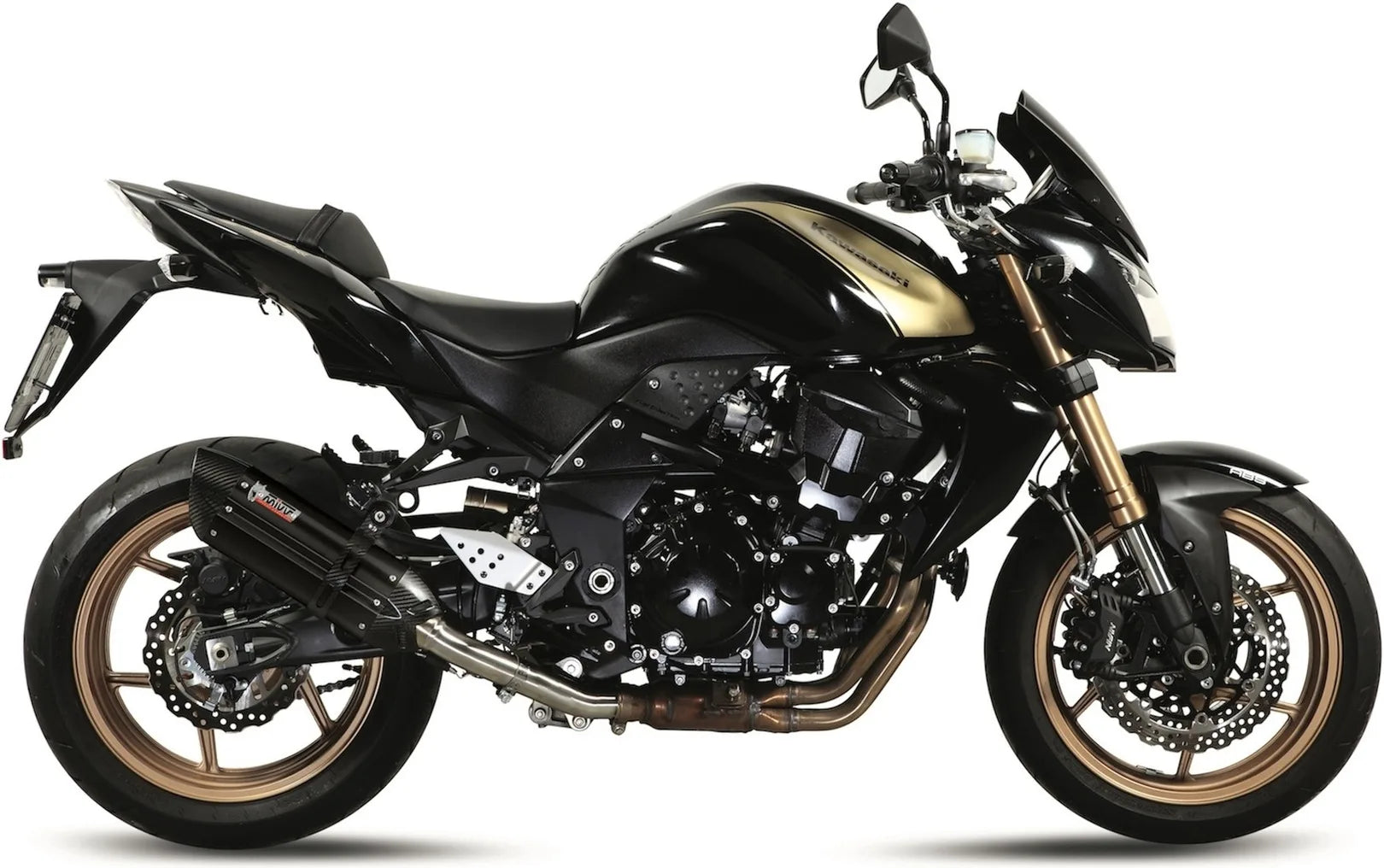 Katalysiertes Auspuffendstück Mit Geräuschzulassung Suono Stahl Schwarz Carbon - Mivv Kompatibel Mit Kawasaki Z 750 R (2011-2014)