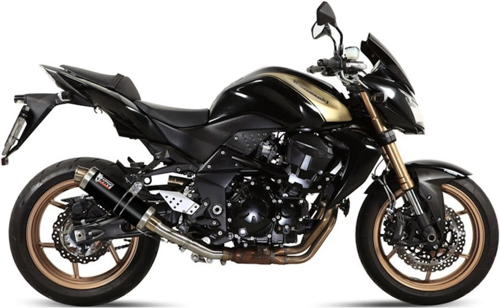 Katalysiertes Auspuffendstück Mit Geräuschzulassung Gp Stahl Schwarz - Mivv Kompatibel Mit Kawasaki Z 750 R (2011-2014)