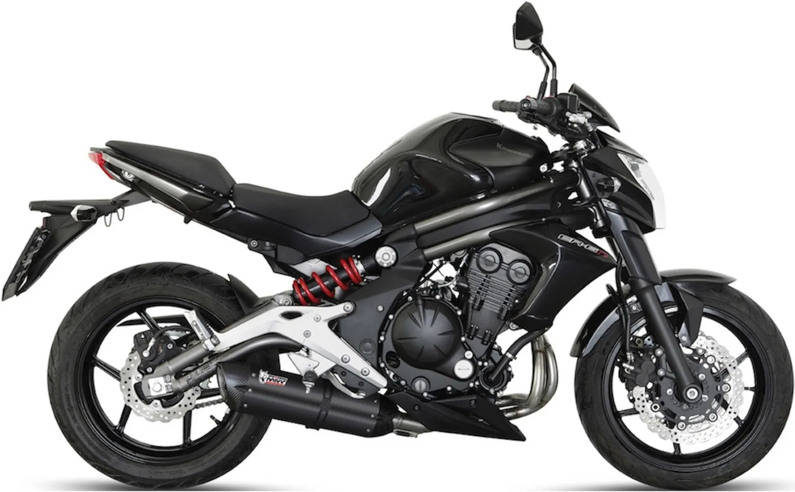 Komplette Abgasanlage Mit Katalysator Und Geräuschzulassung Suono Stahl Schwarz Carbon - Mivv Kompatibel Mit Kawasaki Er-6 N (2012-2016)