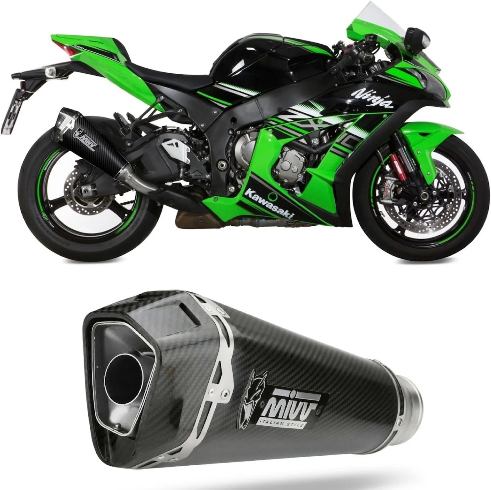 Auspuffendstück Mit Geräuschzulassung Delta Race Carbon Carbon - Mivv Kompatibel Mit Kawasaki Zx 10R - Rr - Se (2016-2024)