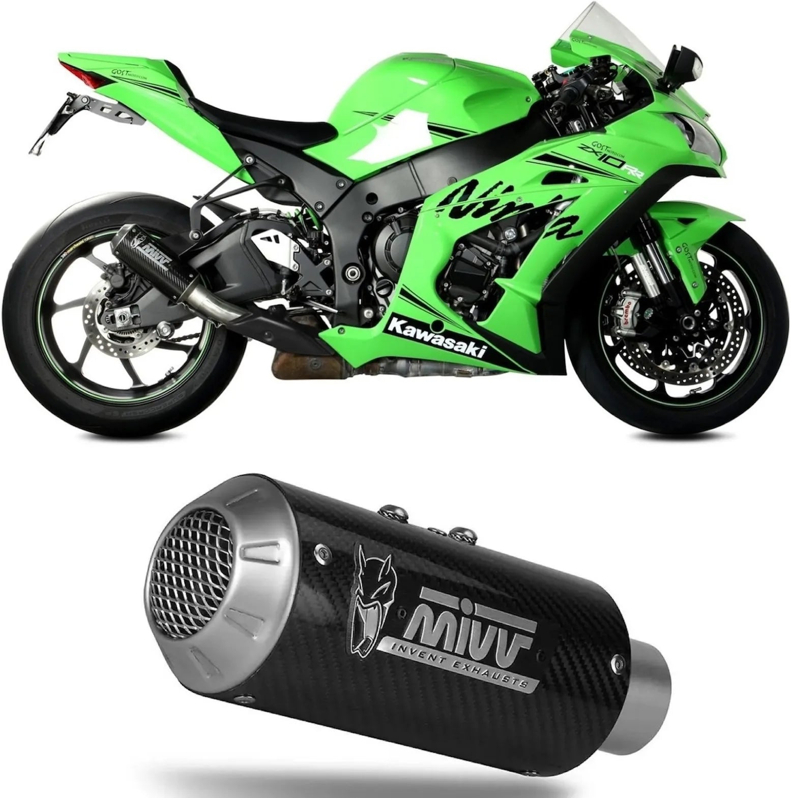 Auspuffendstück Mit Geräuschzulassung Mk3 Carbon - Mivv Kompatibel Mit Kawasaki Zx 10R - Rr - Se (2016-2024)