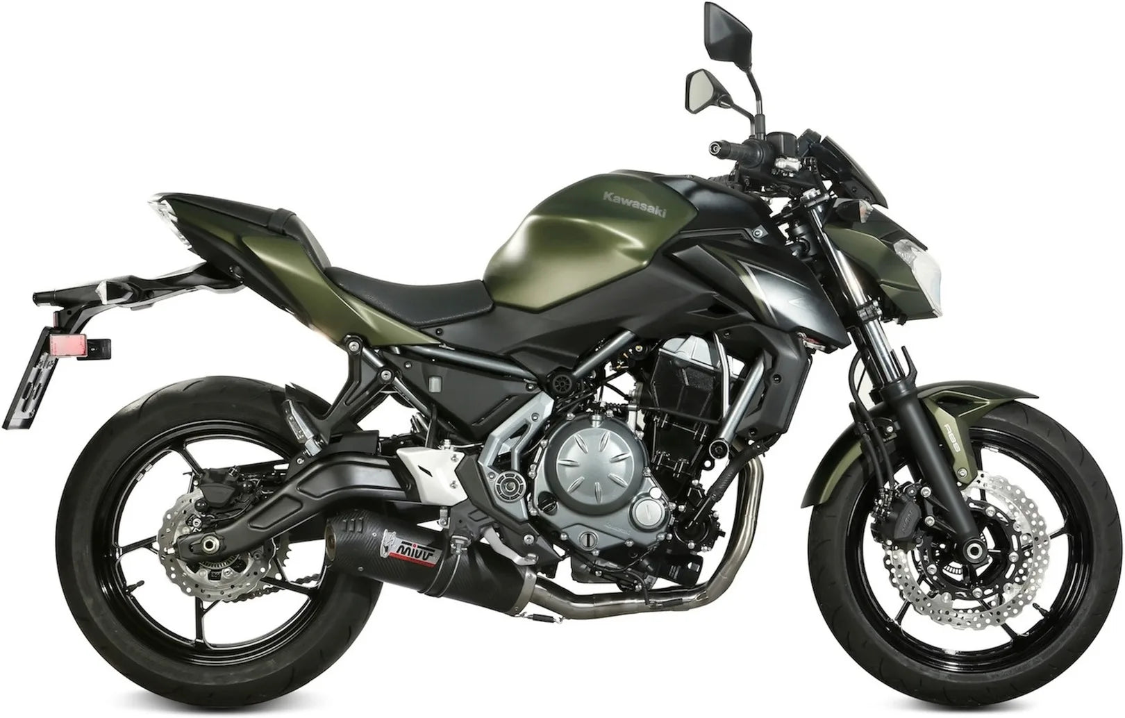 Komplette Abgasanlage Mit Katalysator Und Geräuschzulassung Oval Carbon Carbon - Mivv Kompatibel Mit Kawasaki Z 650 (2017-2023)