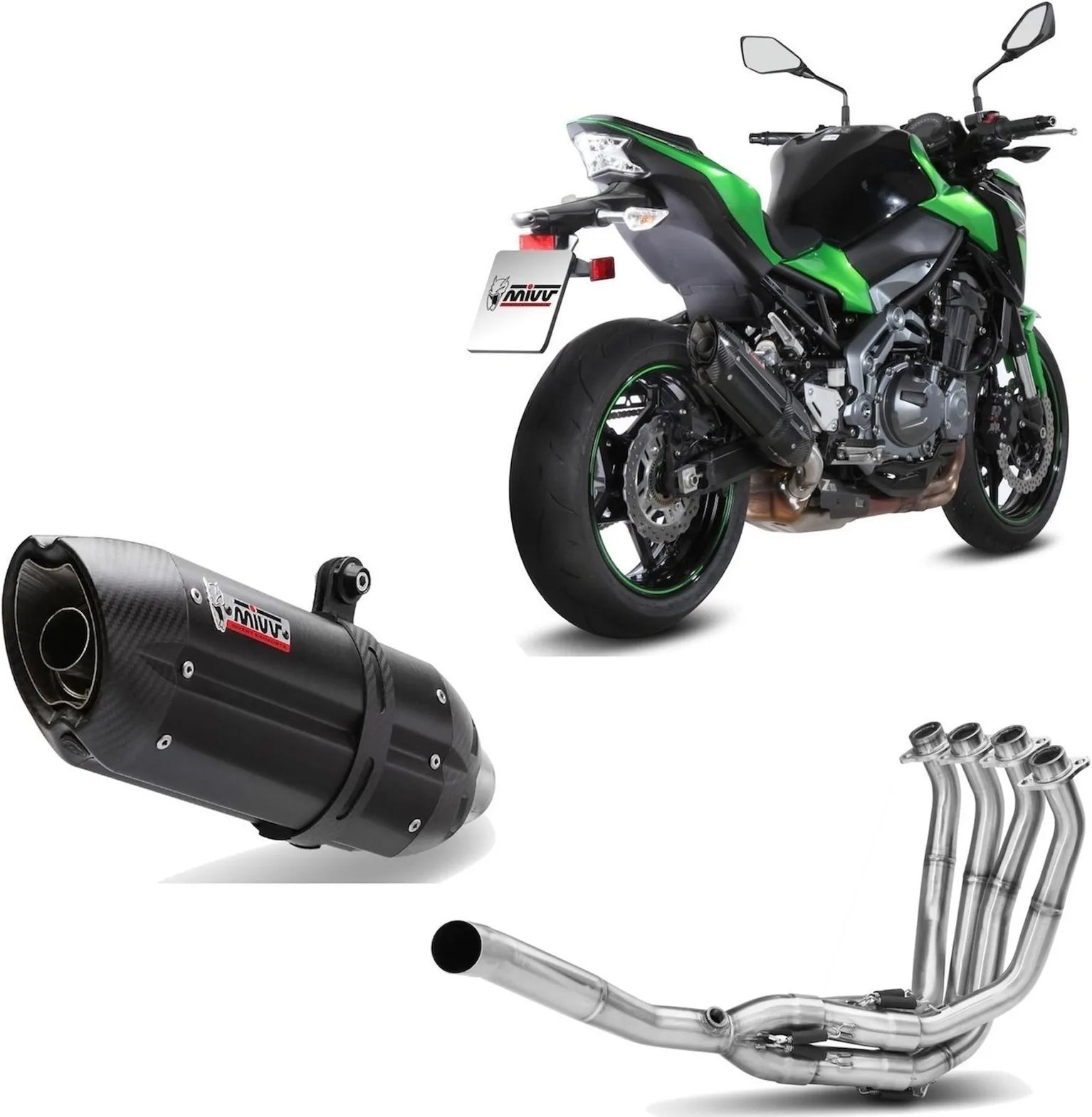 Komplette Auspuffanlage Ohne Katalysator Und Mit Geräuschzulassung Suono Stahl Schwarz Carbon - Mivv Kompatibel Mit Kawasaki Z 900 (2017-2024)