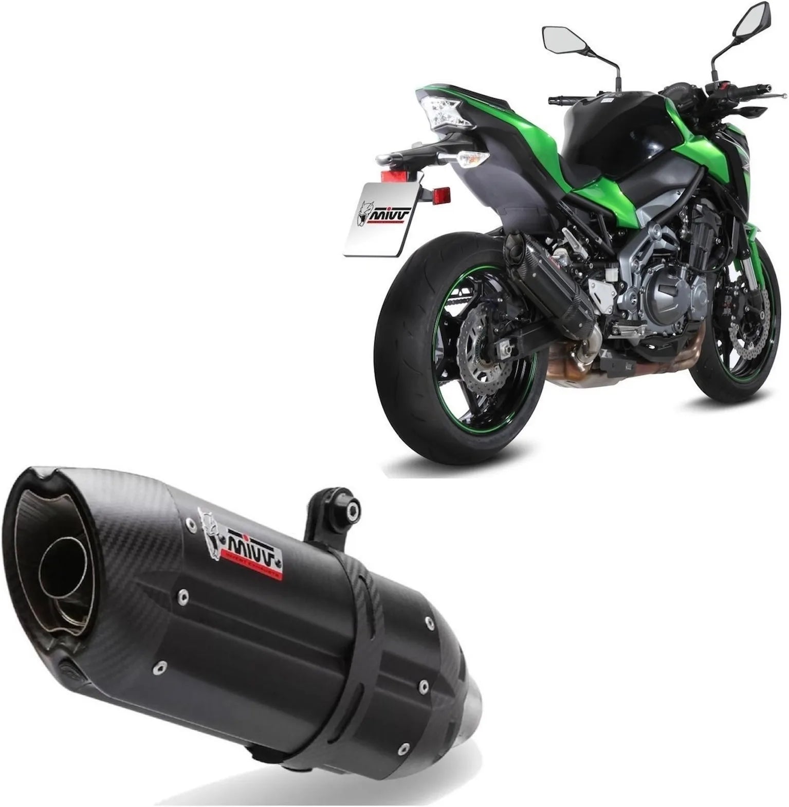 Auspuffendstück Mit Geräuschzulassung Suono Stahl Schwarz Carbon - Mivv Kompatibel Mit Kawasaki Z 900 (2017-2024)