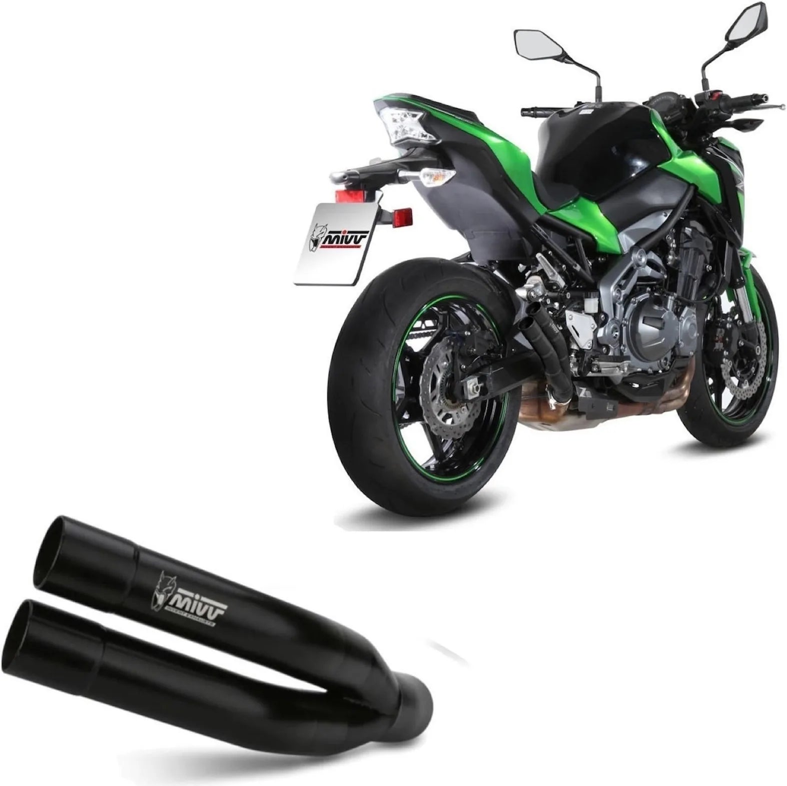 Auspuffendstück Mit Geräuschzulassung Double Gun Stahl Schwarz - Mivv Kompatibel Mit Kawasaki Z 900 (2017-2024)