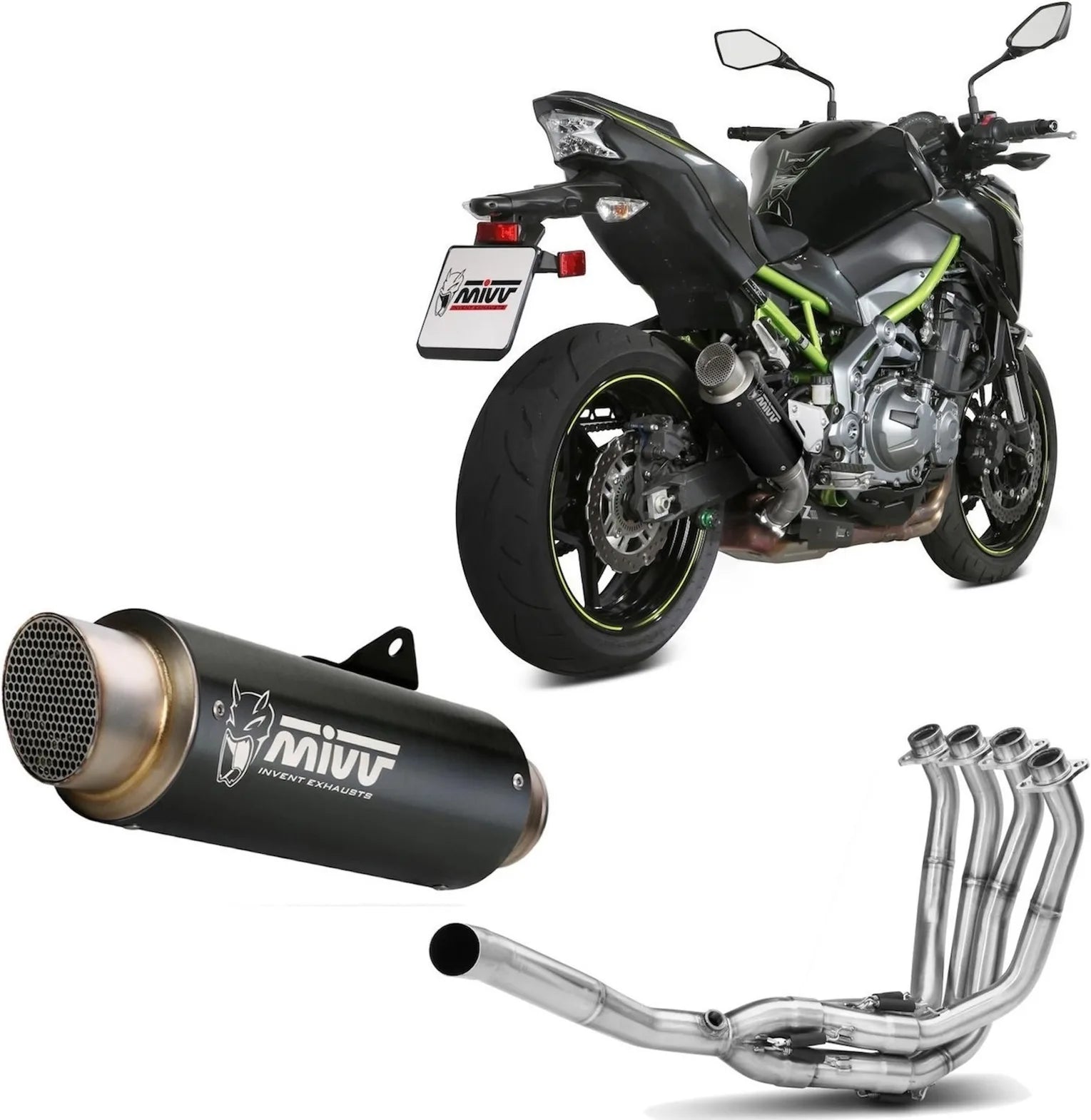 Komplette Auspuffanlage Ohne Katalysator Und Mit Geräuschzulassung Gppro Stahl Schwarz - Mivv Kompatibel Mit Kawasaki Z 900 (2017-2024)