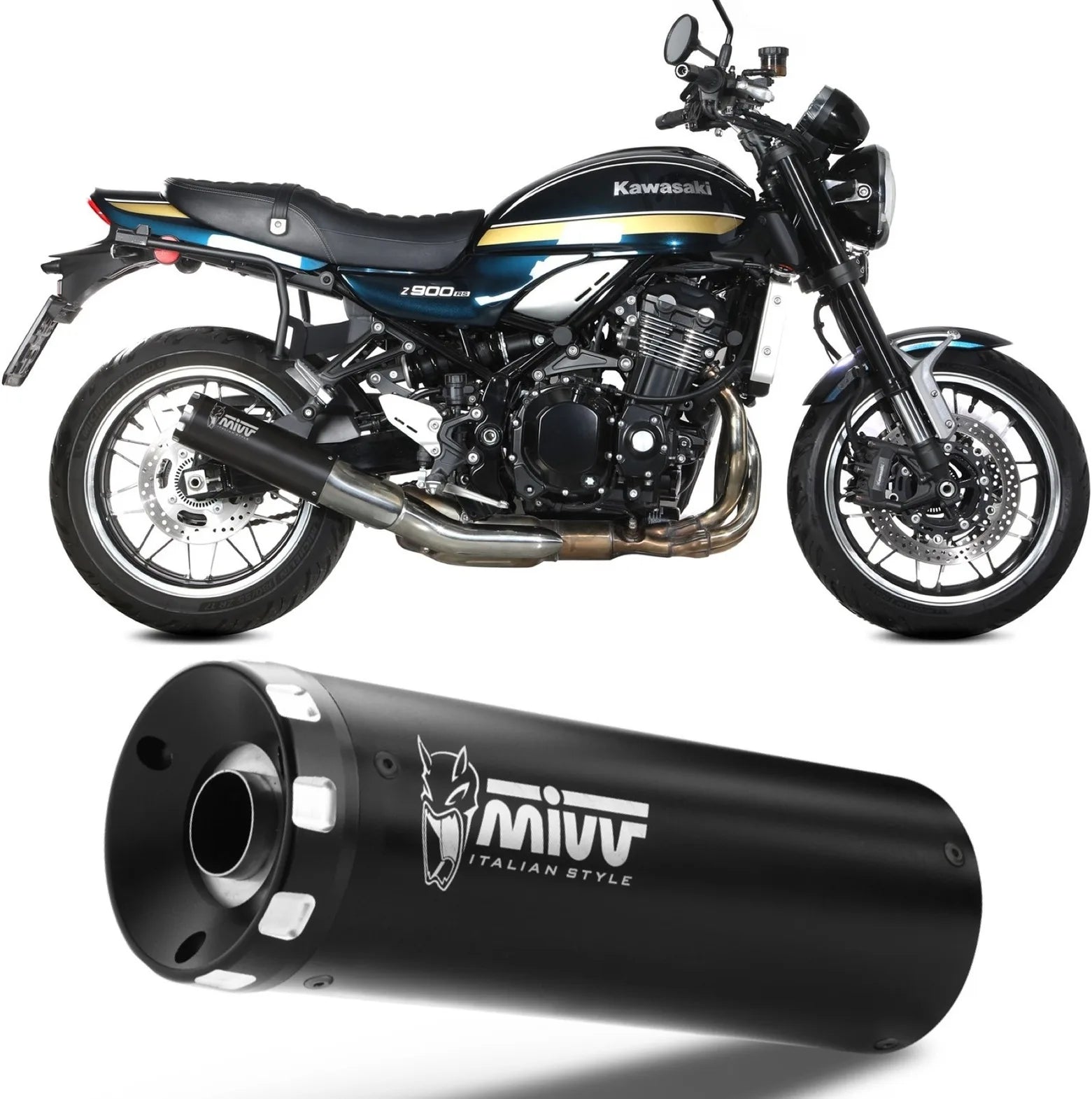 Auspuffendstück Mit Geräuschzulassung Hr-1 Stahl Schwarz - Mivv Kompatibel Mit Kawasaki Z 900 Rs (2018-2024)