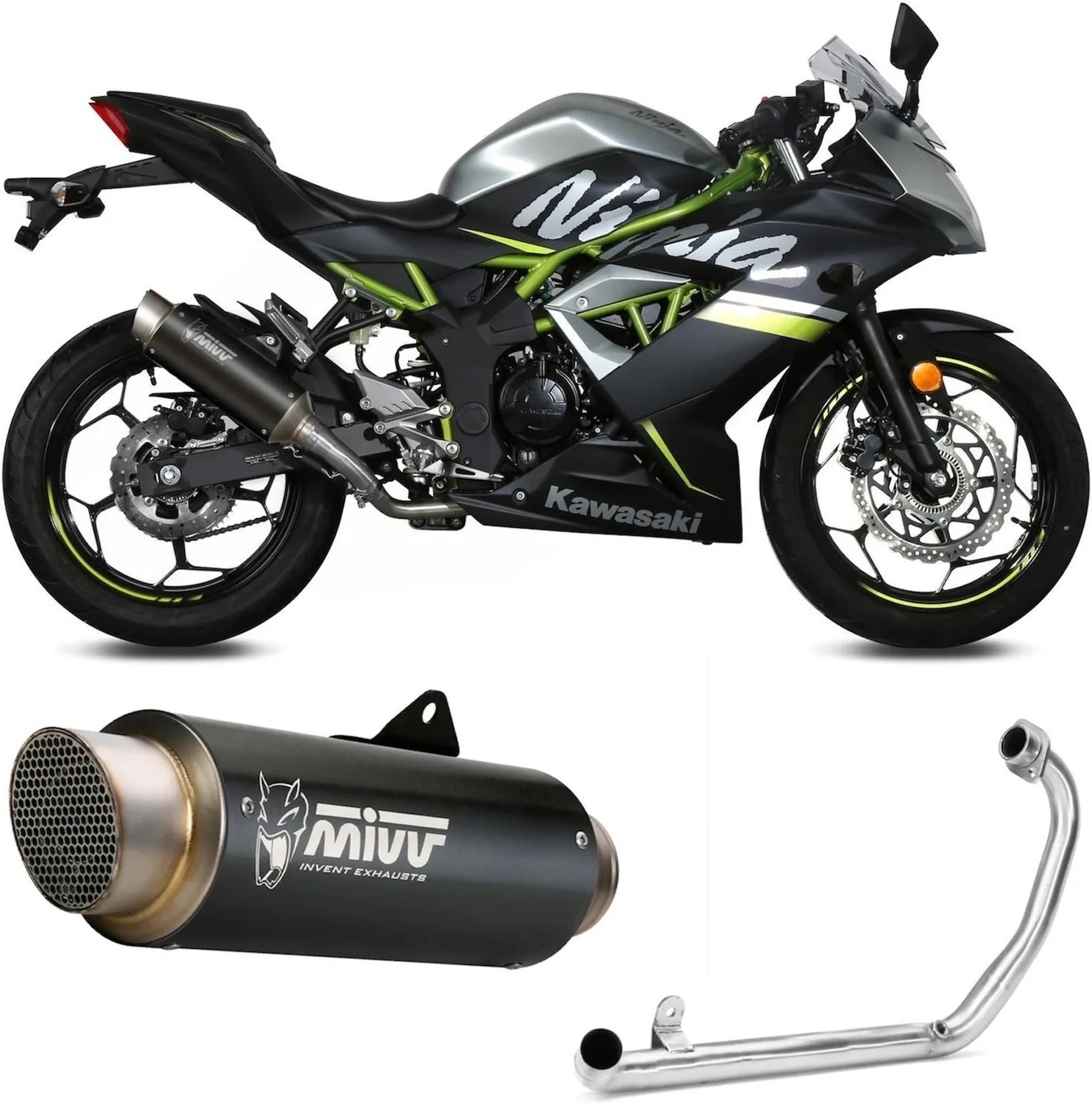 Komplette Auspuffanlage Ohne Katalysator Und Mit Geräuschzulassung Gppro Stahl Schwarz - Mivv Kompatibel Mit Kawasaki Z 125 (2019-2024)