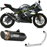 Komplette Auspuffanlage Ohne Katalysator Und Mit Geräuschzulassung Gppro Stahl Schwarz - Mivv Kompatibel Mit Kawasaki Ninja 125 (2019-2024)