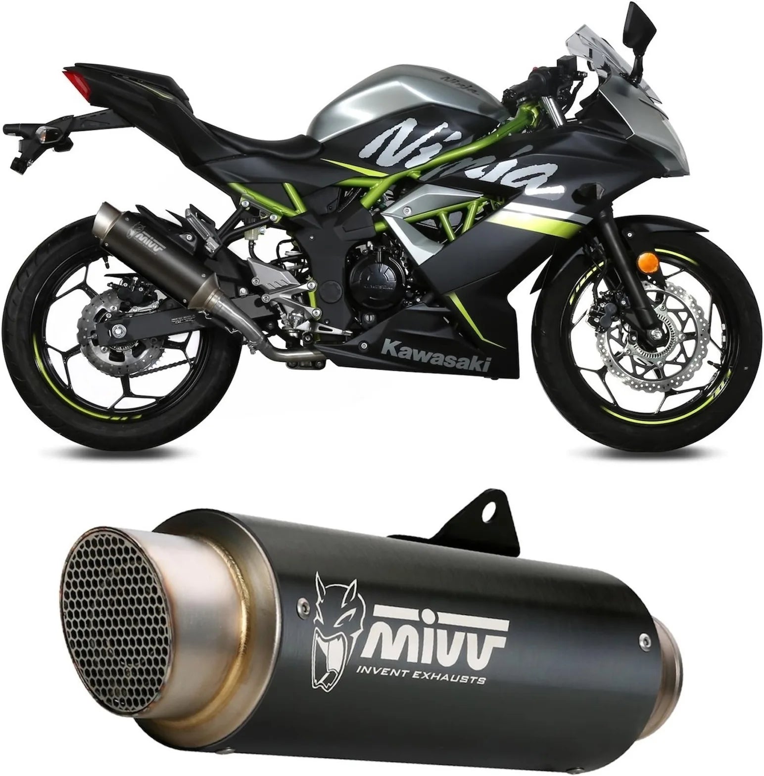 Auspuffendstück Mit Geräuschzulassung Gppro Stahl Schwarz - Mivv Kompatibel Mit Kawasaki Ninja 125 (2019-2024)