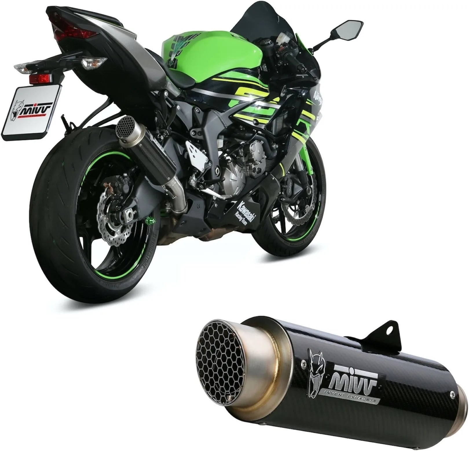 Auspuffendstück Mit Geräuschzulassung Gppro Carbon - Mivv Kompatibel Mit Kawasaki Zx 6R 636 (2019-2020)