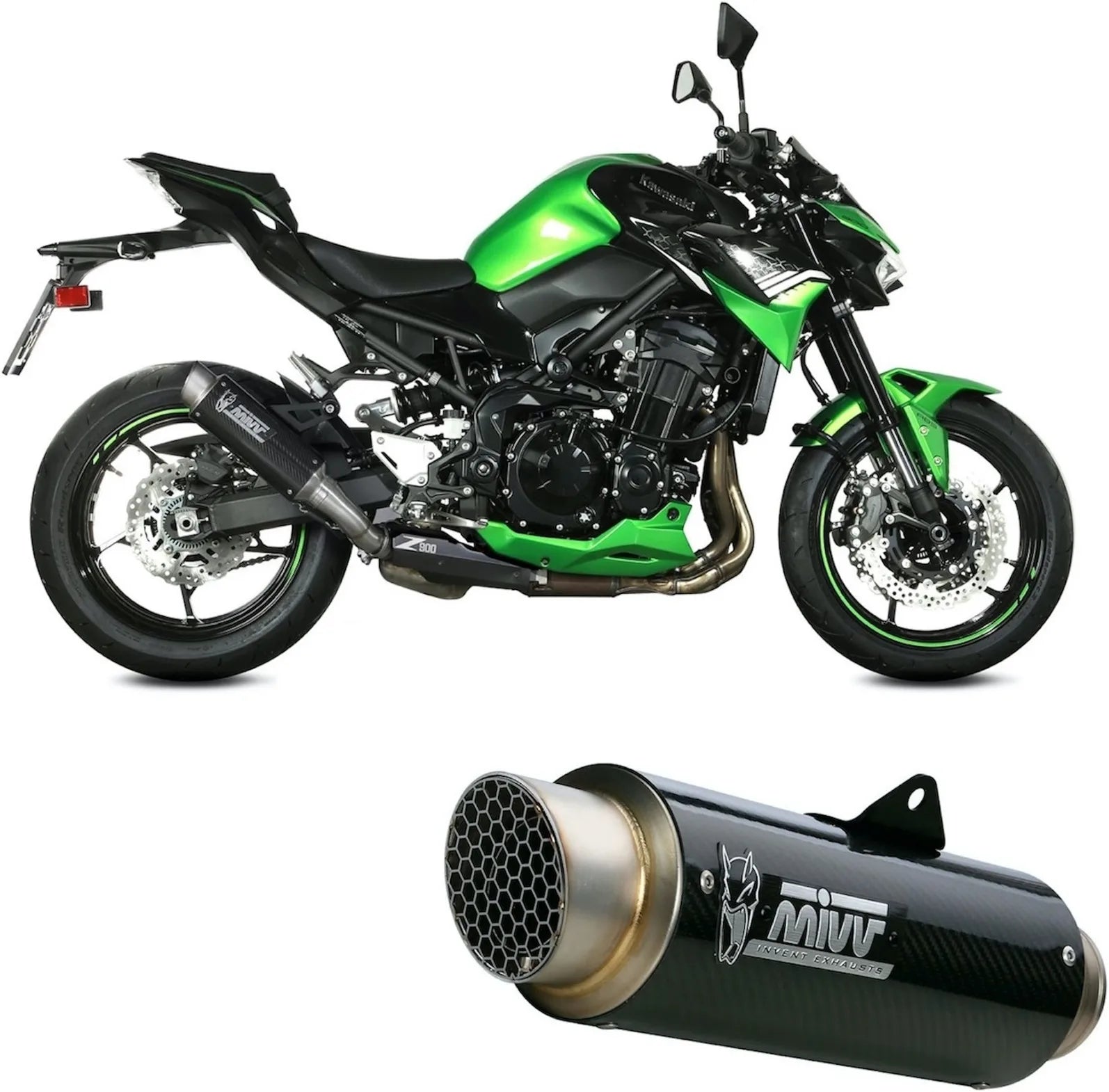 Auspuffendstück Mit Geräuschzulassung Gppro Carbon - Mivv Kompatibel Mit Kawasaki Z 900 (2020-2024)