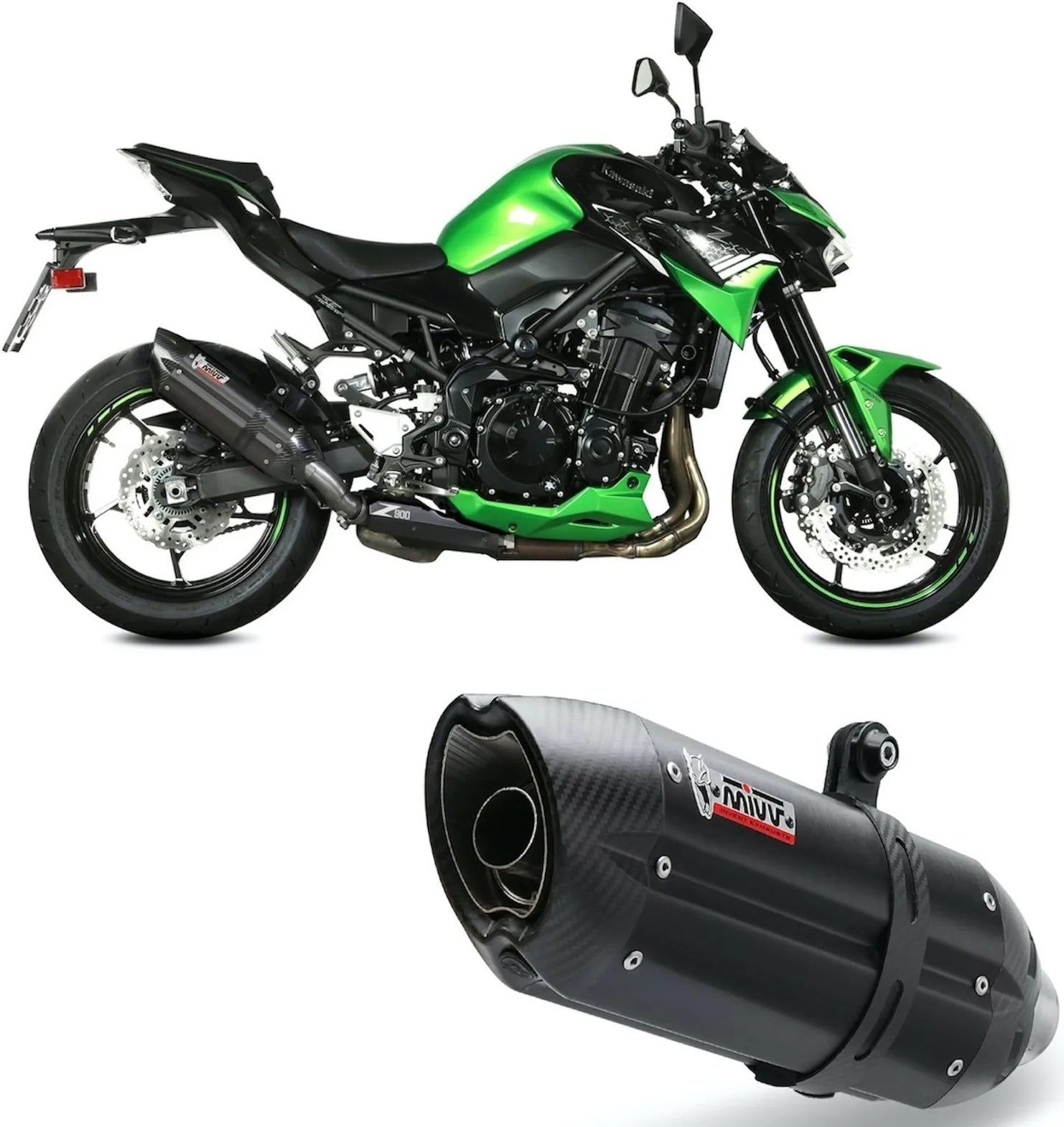 Auspuffendstück Mit Geräuschzulassung Suono Stahl Schwarz Carbon - Mivv Kompatibel Mit Kawasaki Z 900 (2020-2024)