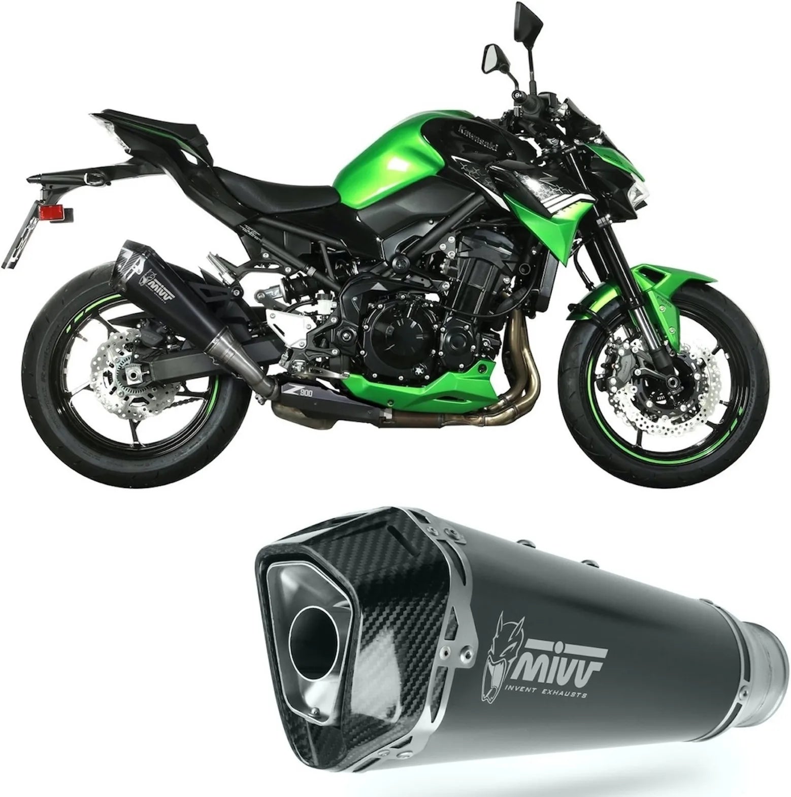 Auspuffendstück Mit Geräuschzulassung Delta Race Stahl Schwarz Carbon - Mivv Kompatibel Mit Kawasaki Z 900 (2020-2024)