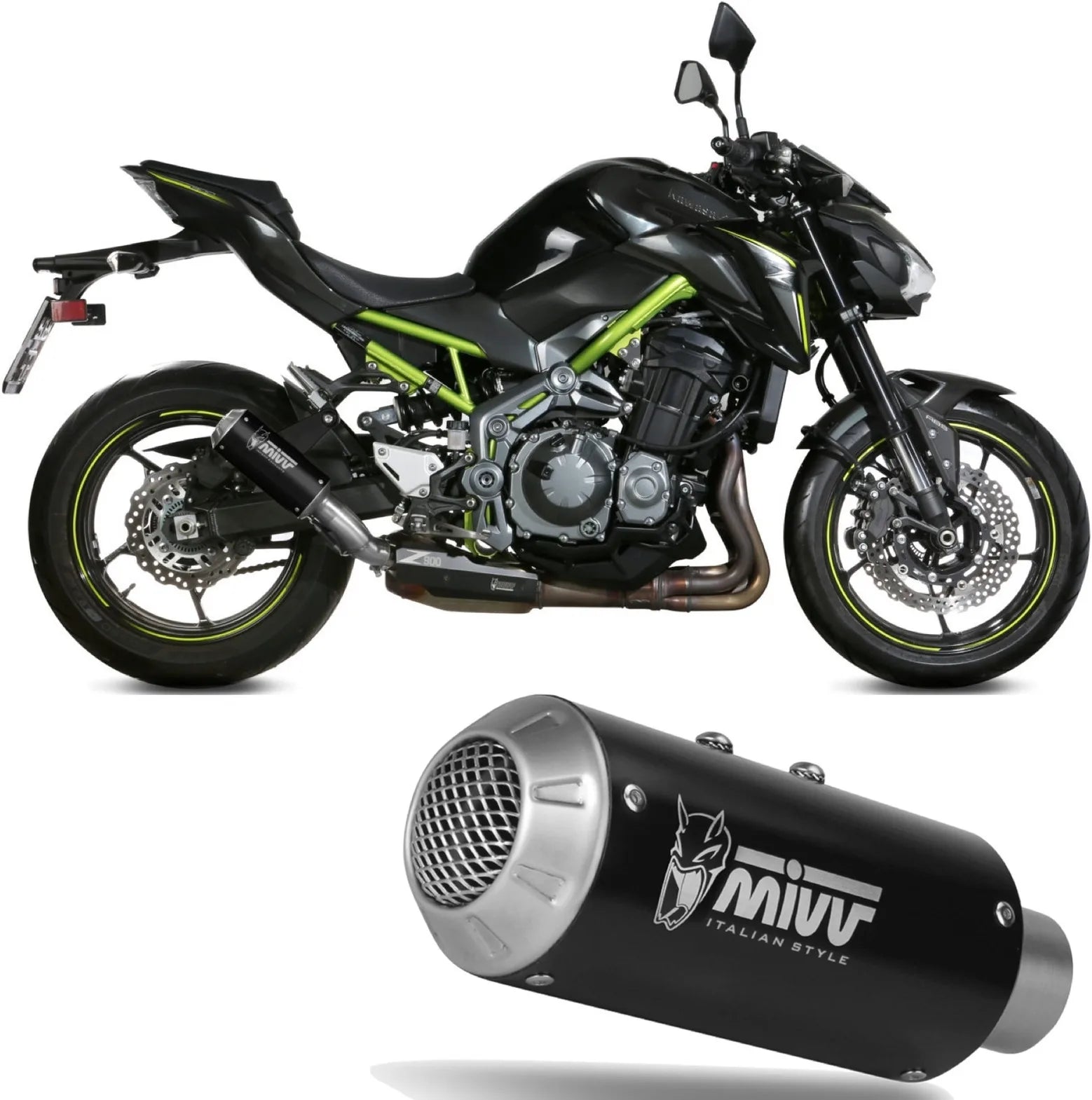 Auspuffendstück Mit Geräuschzulassung Mk3 Stahl Schwarz - Mivv Kompatibel Mit Kawasaki Z 900 A2 (2017-2024)