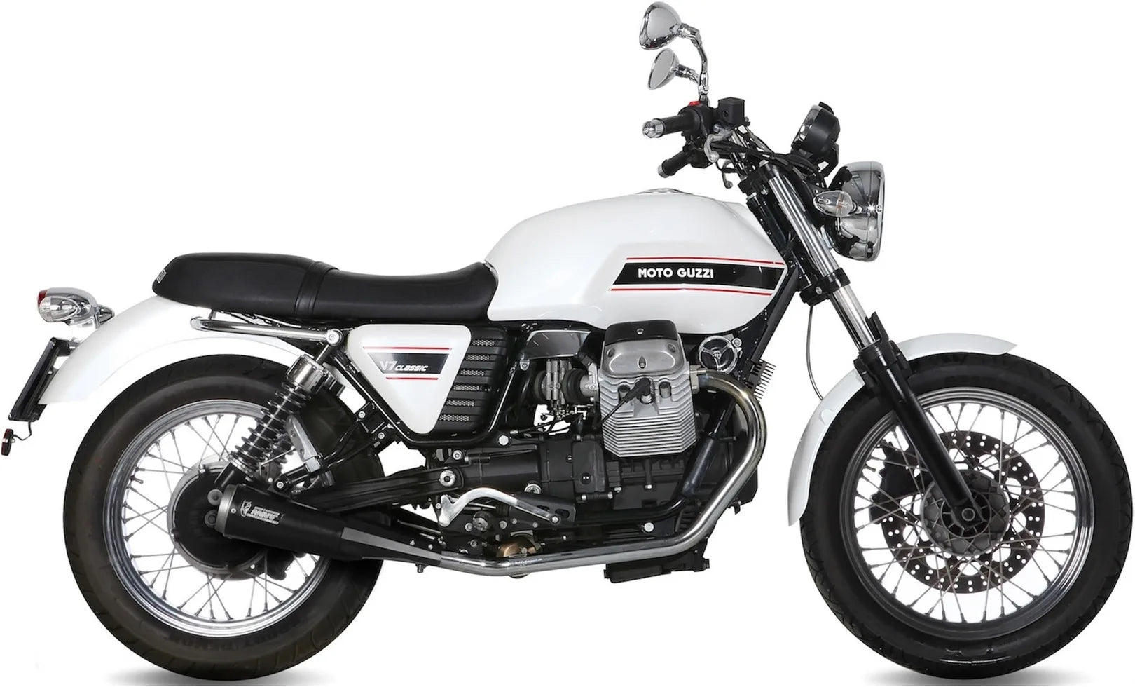 Doppelauspuffanlage Mit Katalysator Und Geräuschzulassung Ghibli Stahl Schwarz - Mivv Kompatibel Mit Moto Guzzi V7 Special (2008-2016)