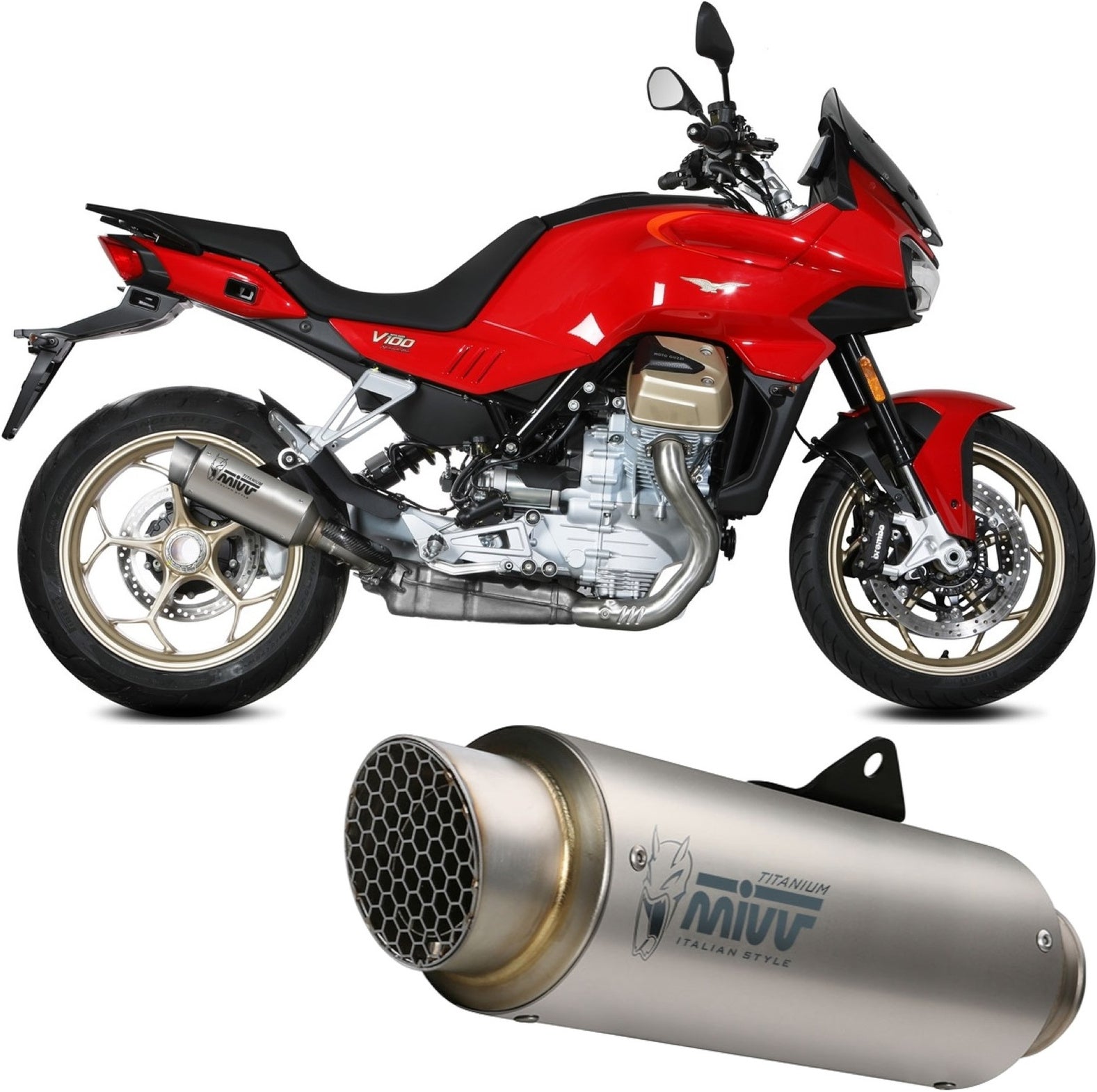Exhaust Tip With Noise Certification Gppro Titanium - Mivv Compatible With Moto Guzzi V 100 Mandello 1000 (2022-2024)