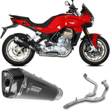 Komplette Auspuffanlage Ohne Katalysator Und Mit Geräuschzulassung Delta Race Stahl Schwarz Carbon - Mivv Kompatibel Mit Moto Guzzi V 100 Mandello 1000 (2022-2024)