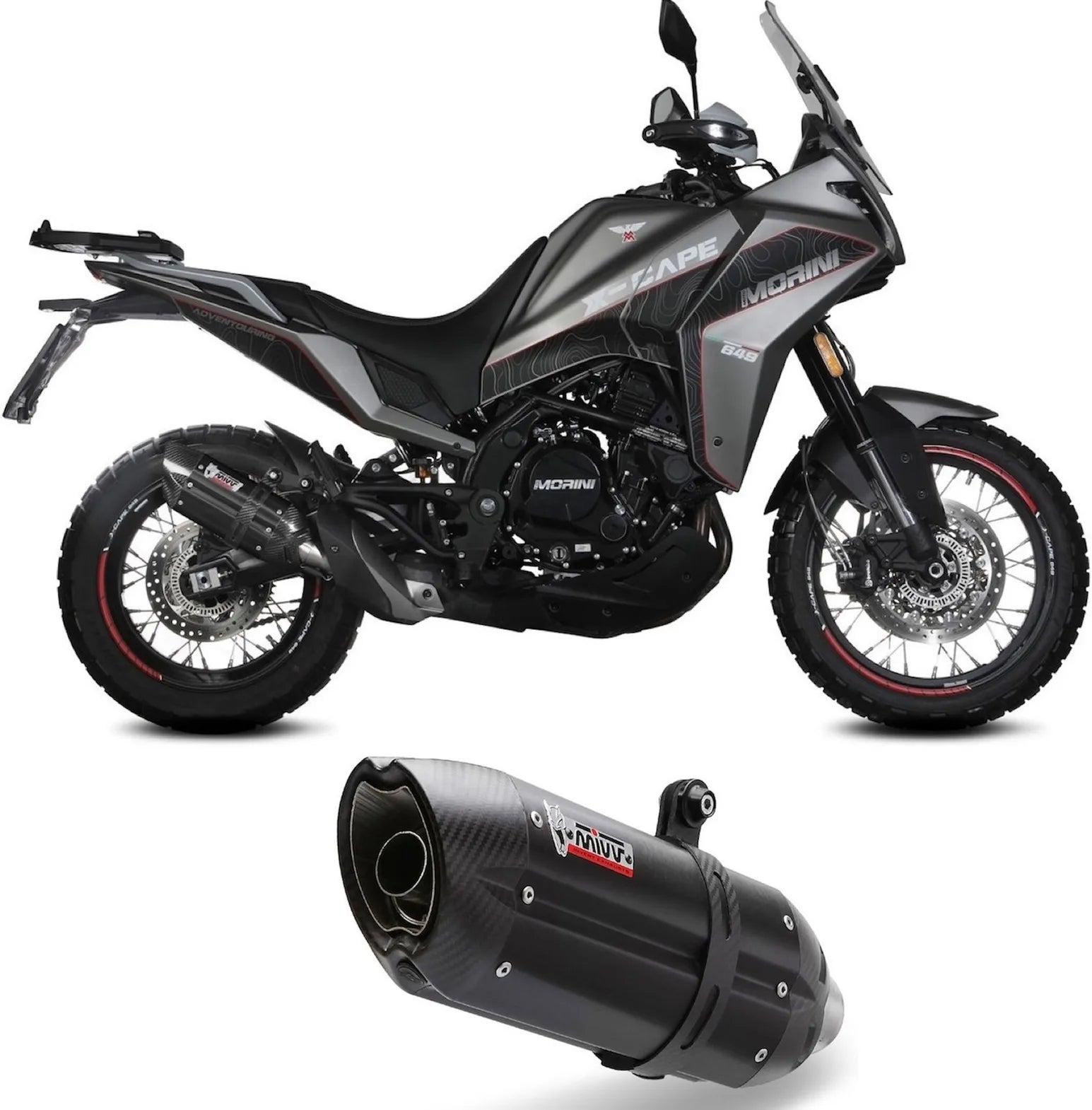 Auspuffendstück Mit Geräuschzulassung Suono Stahl Schwarz Carbon - Mivv Kompatibel Mit Moto Morini X-Cape 649 (2021-2024)