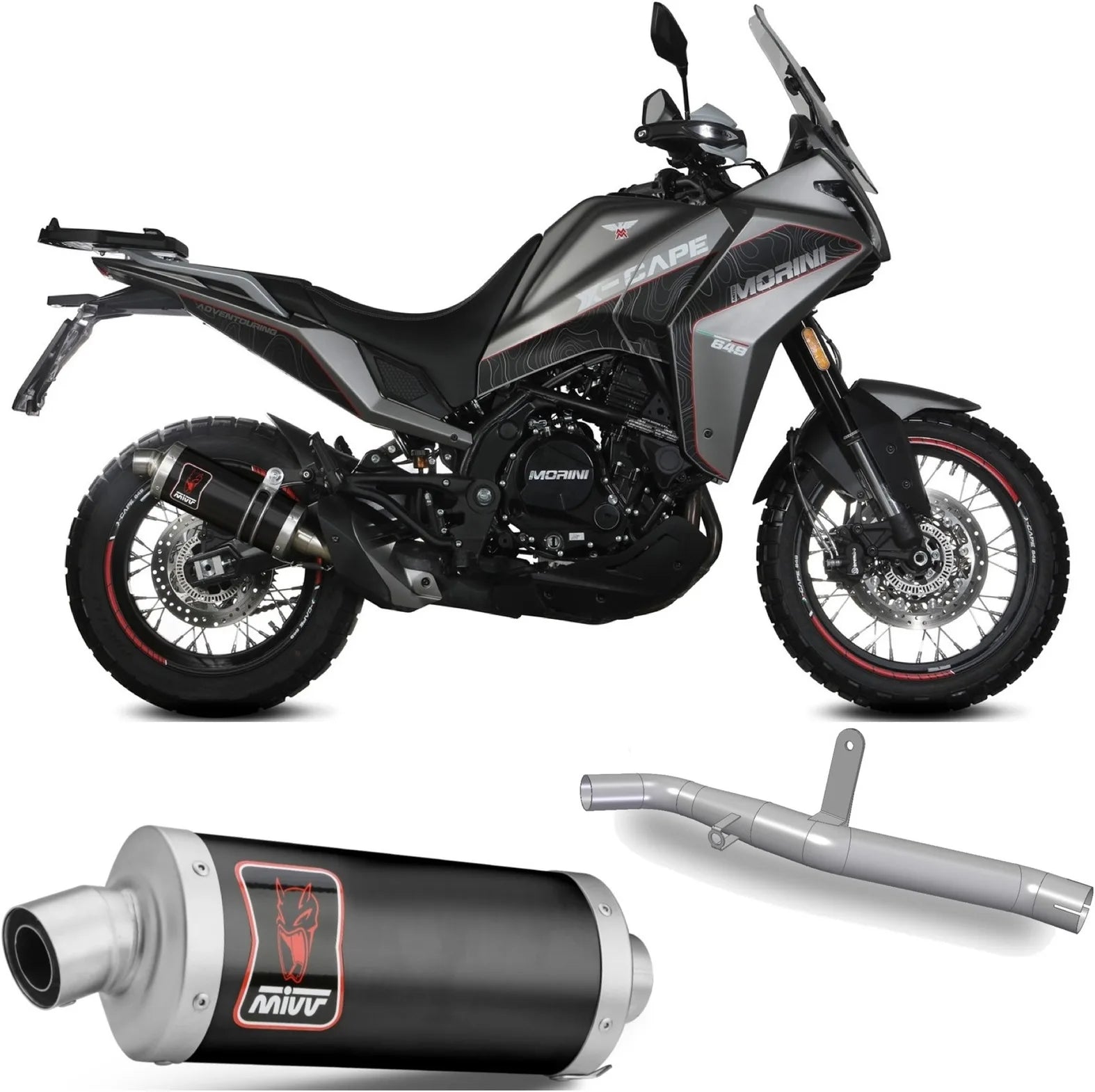 Auspuffendstück Ohne Katalysator Und Mit Geräuschzulassung Dakar Stahl Schwarz - Mivv Kompatibel Mit Moto Morini X-Cape 649 (2021-2024)