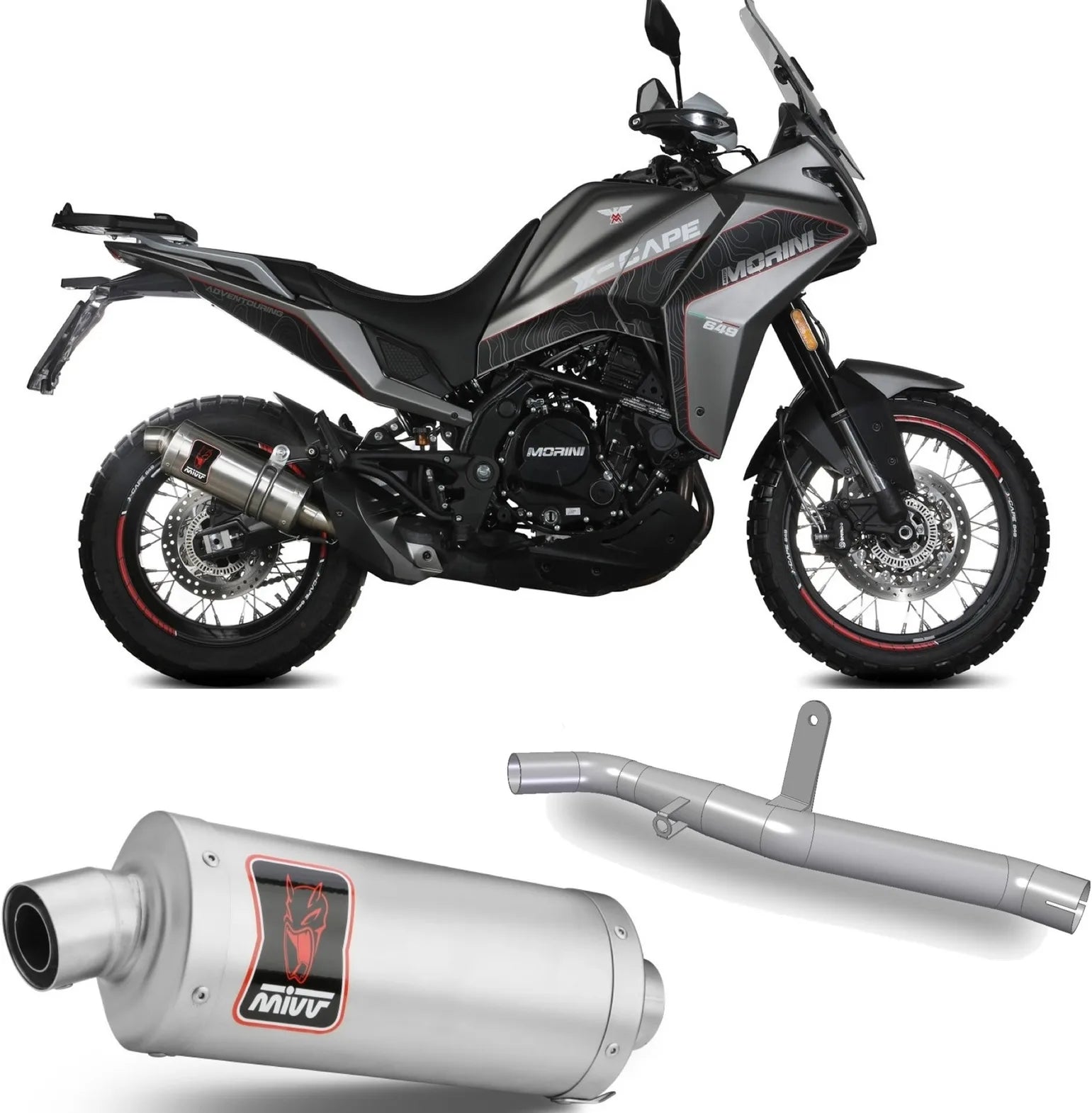 Auspuffendstück Ohne Katalysator Und Mit Geräuschzulassung Dakar Edelstahl - Mivv Kompatibel Mit Moto Morini X-Cape 649 (2021-2024)