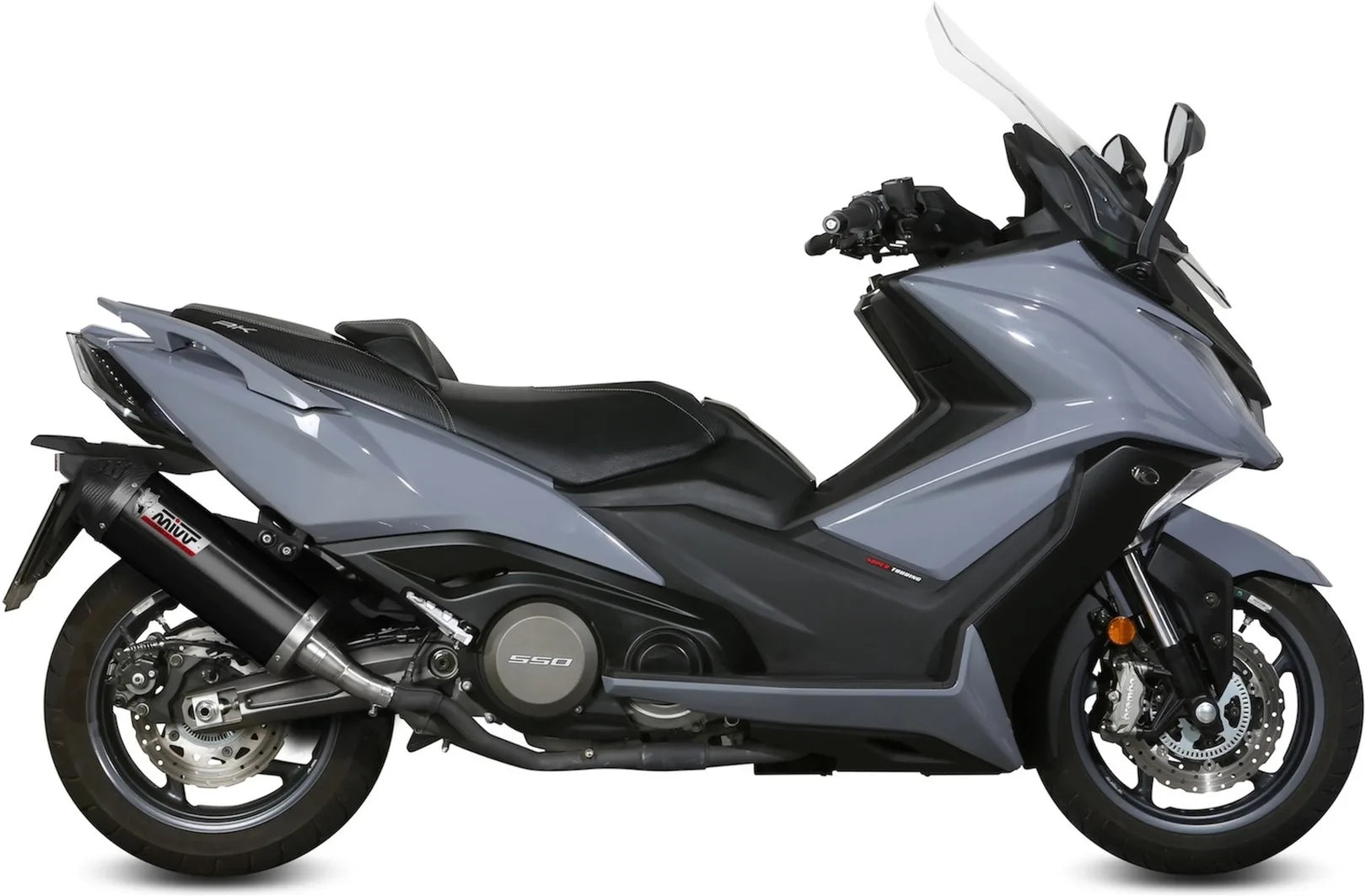 Katalysiertes Auspuffendstück Mit Geräuschzulassung Oval Stahl Schwarz Carbon - Mivv Kompatibel Mit Kymco Ak 550 (2017-2020)