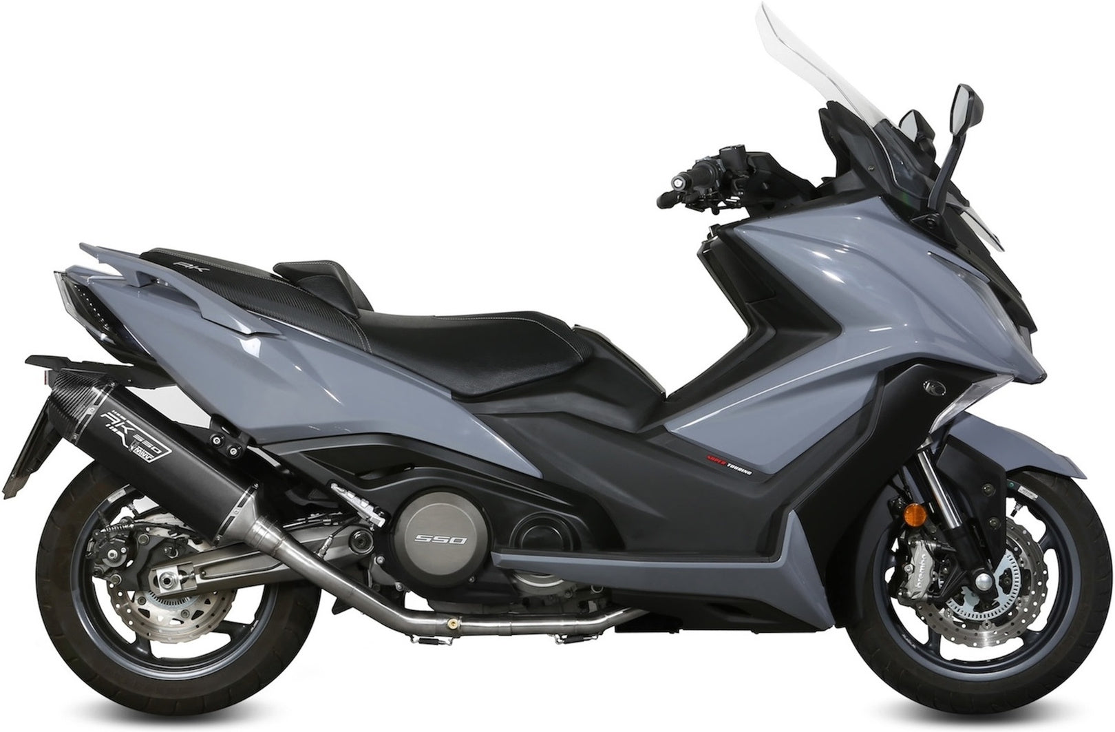 Complete Non-Catalytic Exhaust System With Sound Certification Speed Edge Steel Black Carbon - Mivv Compatible With Kymco Ak 550 (2017-2020)
