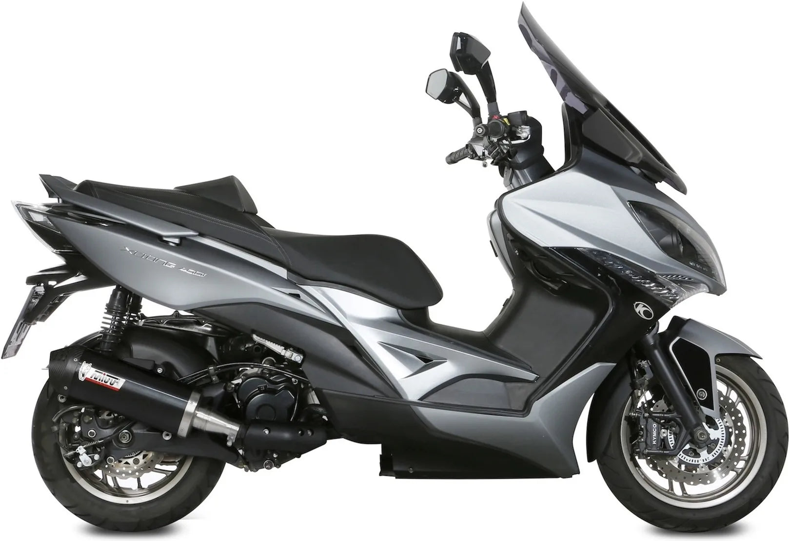 Katalysiertes Auspuffendstück Mit Geräuschzulassung Oval Stahl Schwarz Carbon - Mivv Kompatibel Mit Kymco Xciting 400 (2013-2018)